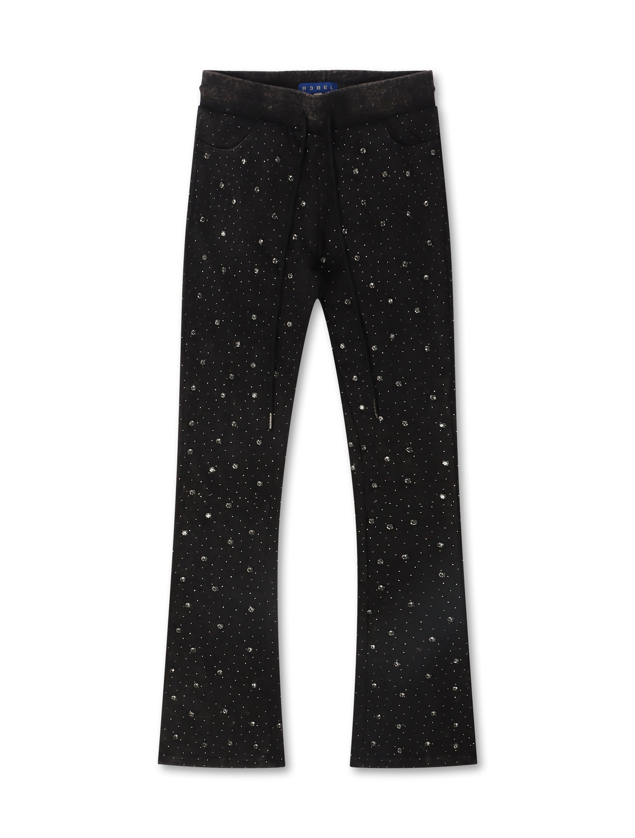 Rebel Denim Diamond Stacked Sweatpants - Ash Black by Denim Exchange