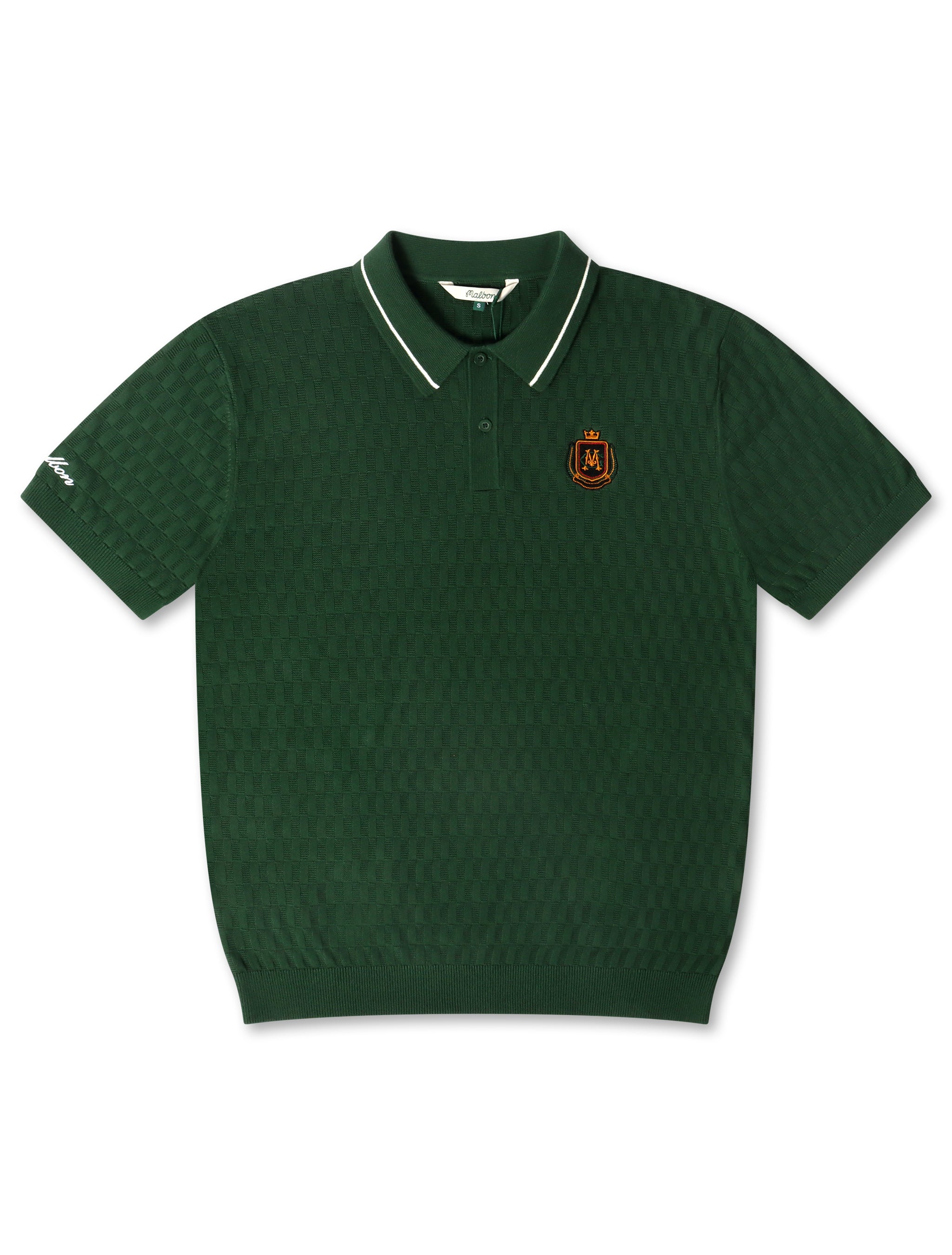 Malbon Crest Knit Polo - Myrtle by Denim Exchange