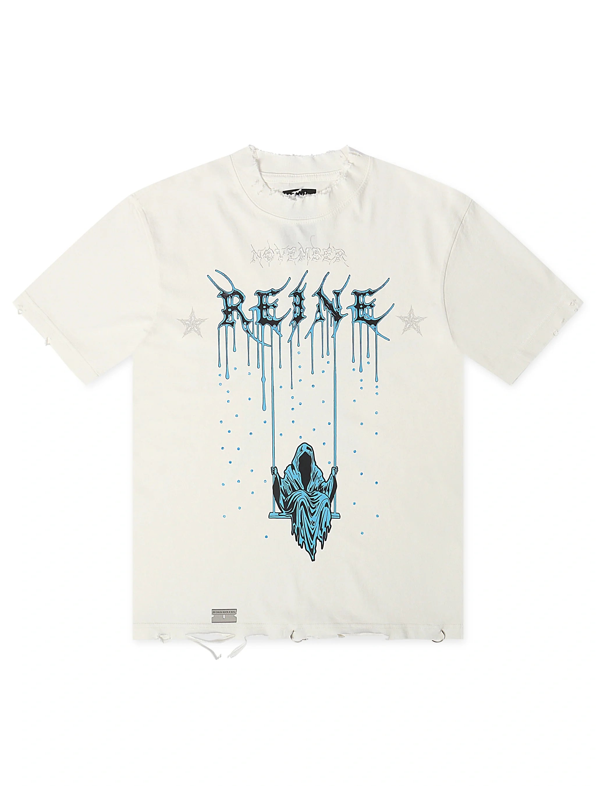 November Reign Storm Hand Shredded Tee - White by Denim Exchange