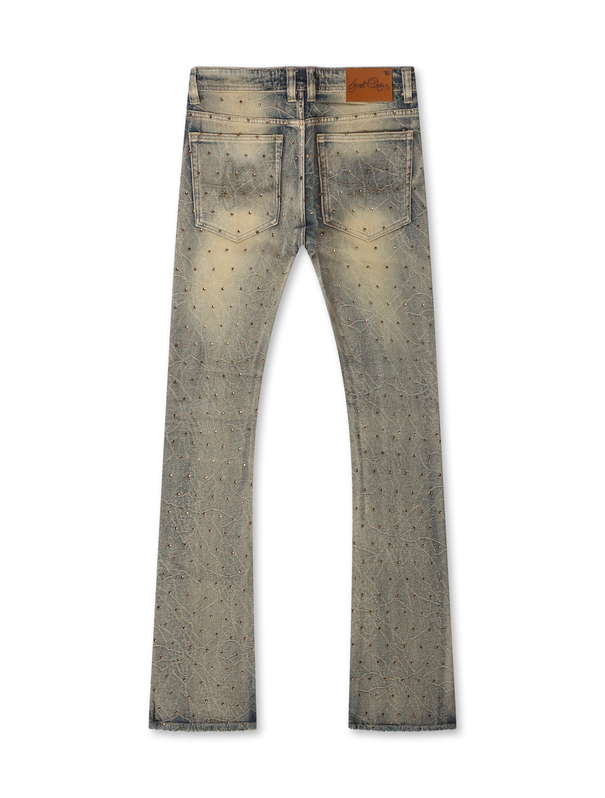 Frost Originals All Over Rhinestone Stacked Jean - Dirt Wash by Denim Exchange