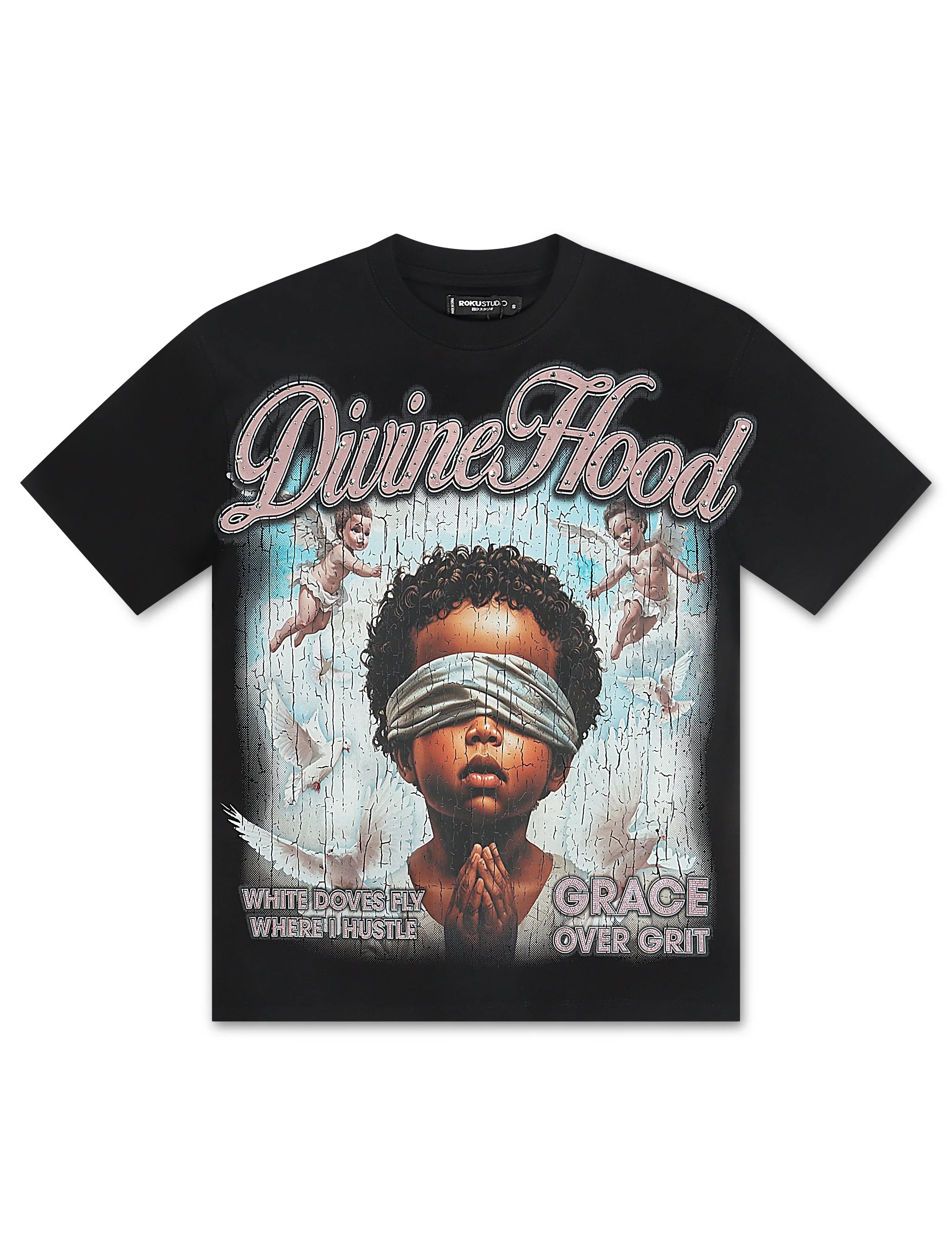 Roku Studio Divine Hood Boxy Tee - Black by Denim Exchange