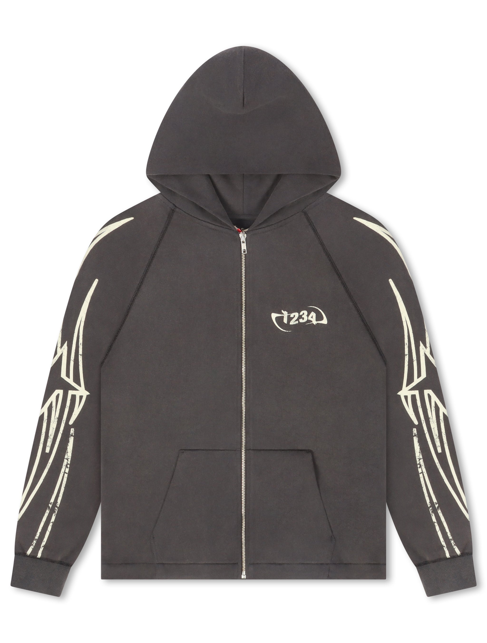 BLDG4 Streak Zip-up Hoodie - Charcoal Art by Denim Exchange