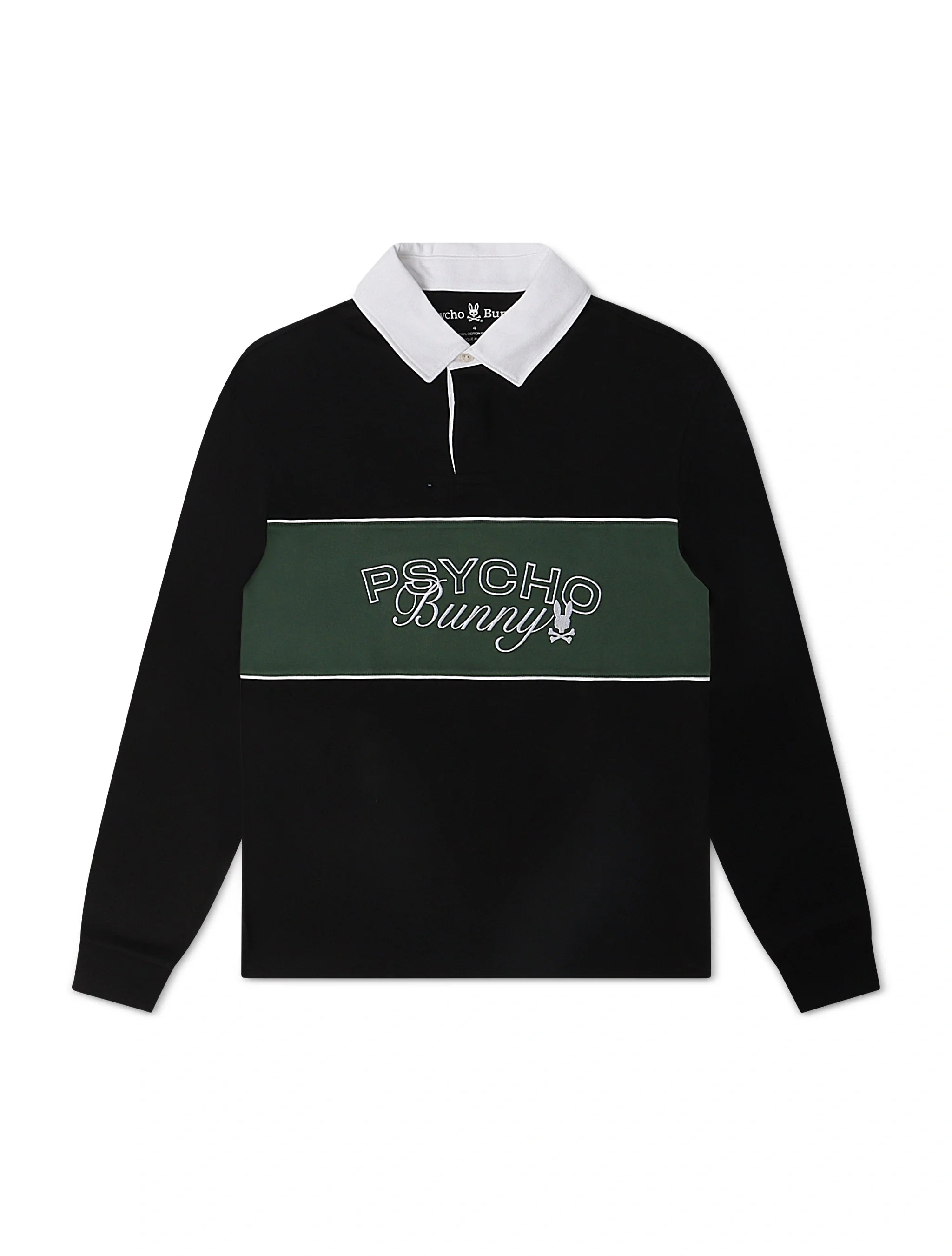 Psycho Bunny Kids Enzo Long Sleeve Rugby Tee - Black/Green by Denim Exchange