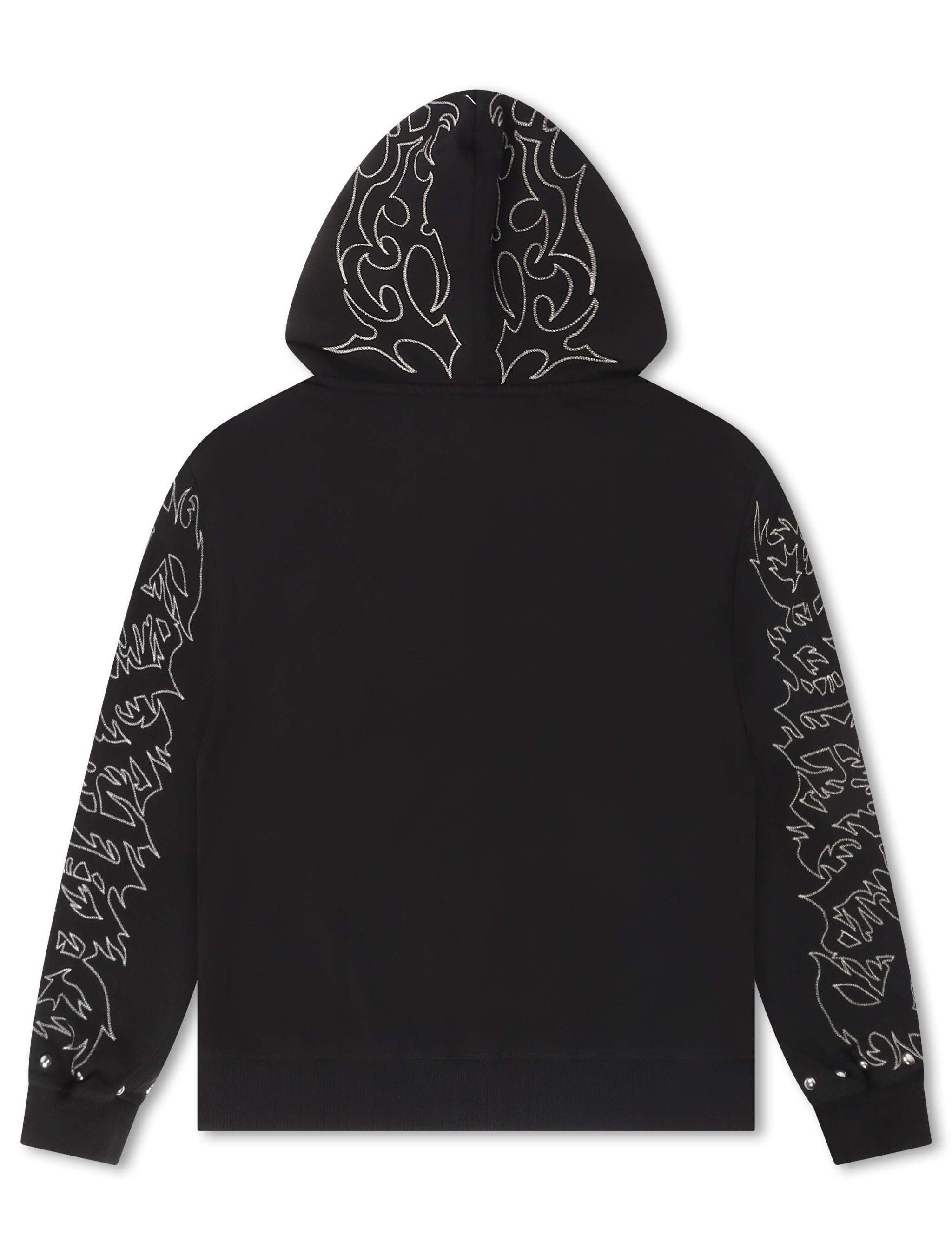 Revenge Tribal Skull Studded Zip-Up - Black/Silver by Denim Exchange