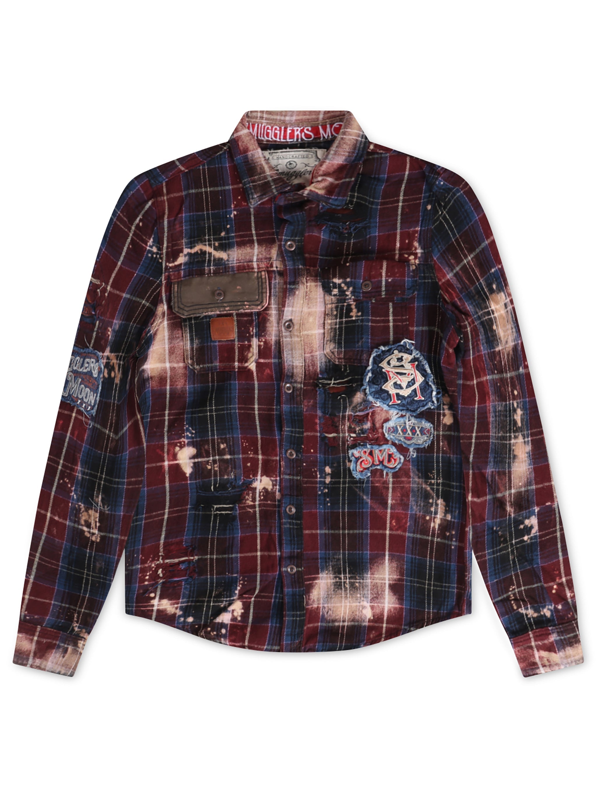 Smugglers Moon Button Up Woven Top - Bleached Plaid by Denim Exchange