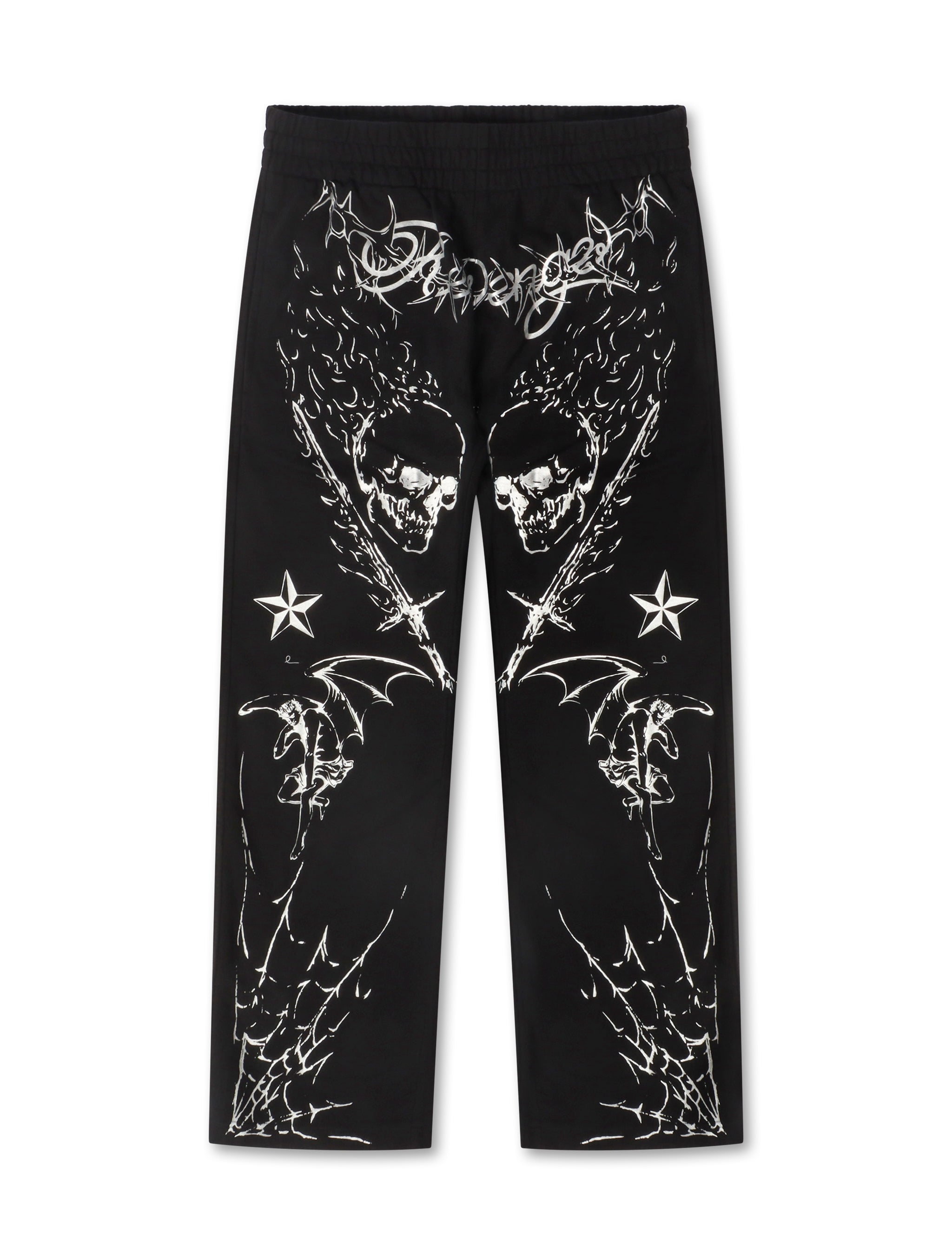 Revenge Tattoo Sweatpants - Black/Silver by Denim Exchange