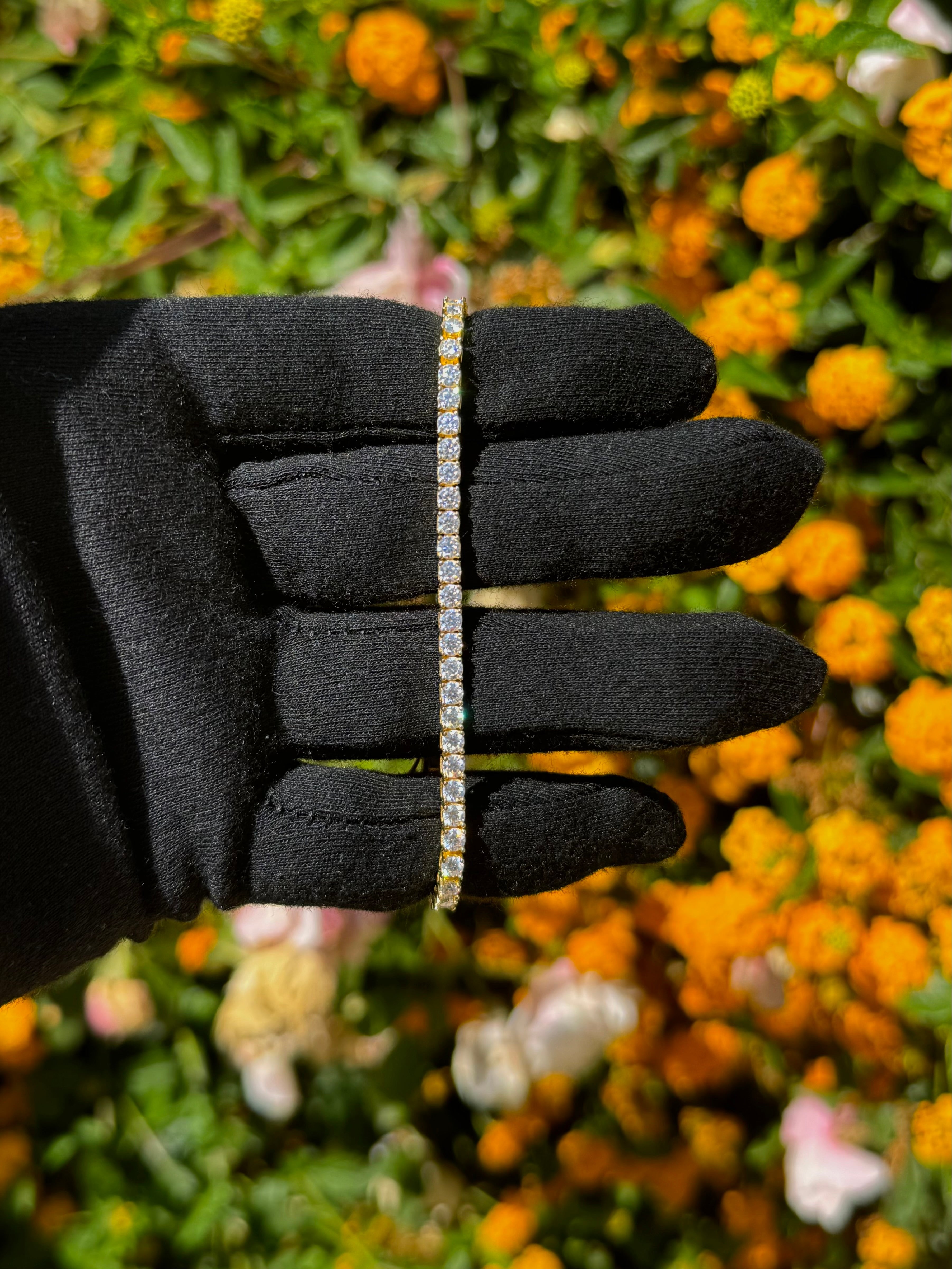 3mm Moissanite Tennis Bracelet in Yellow Gold Vermeil - DestGlow