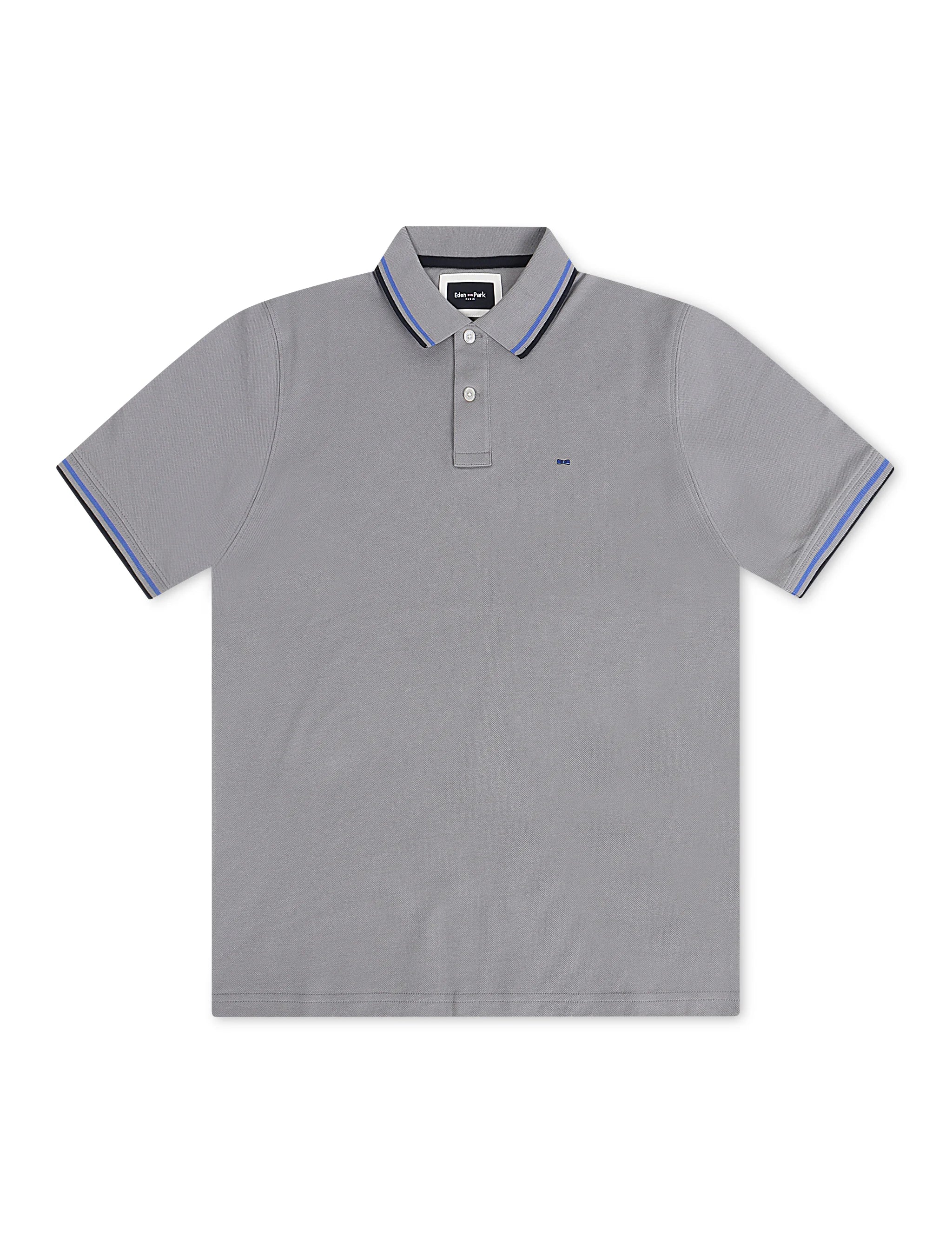 Eden Park Decalage Polo - Grey by Denim Exchange