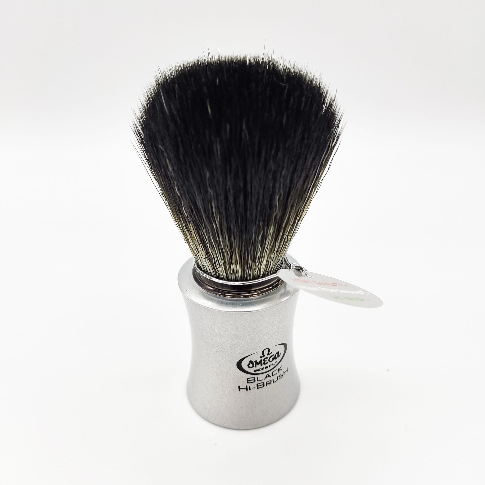 Omega Italy Shaving Brush 196820 Hi-Brush Synthetic Hair Black Vegan Alu-Farbe by Pasteur Pharmacy