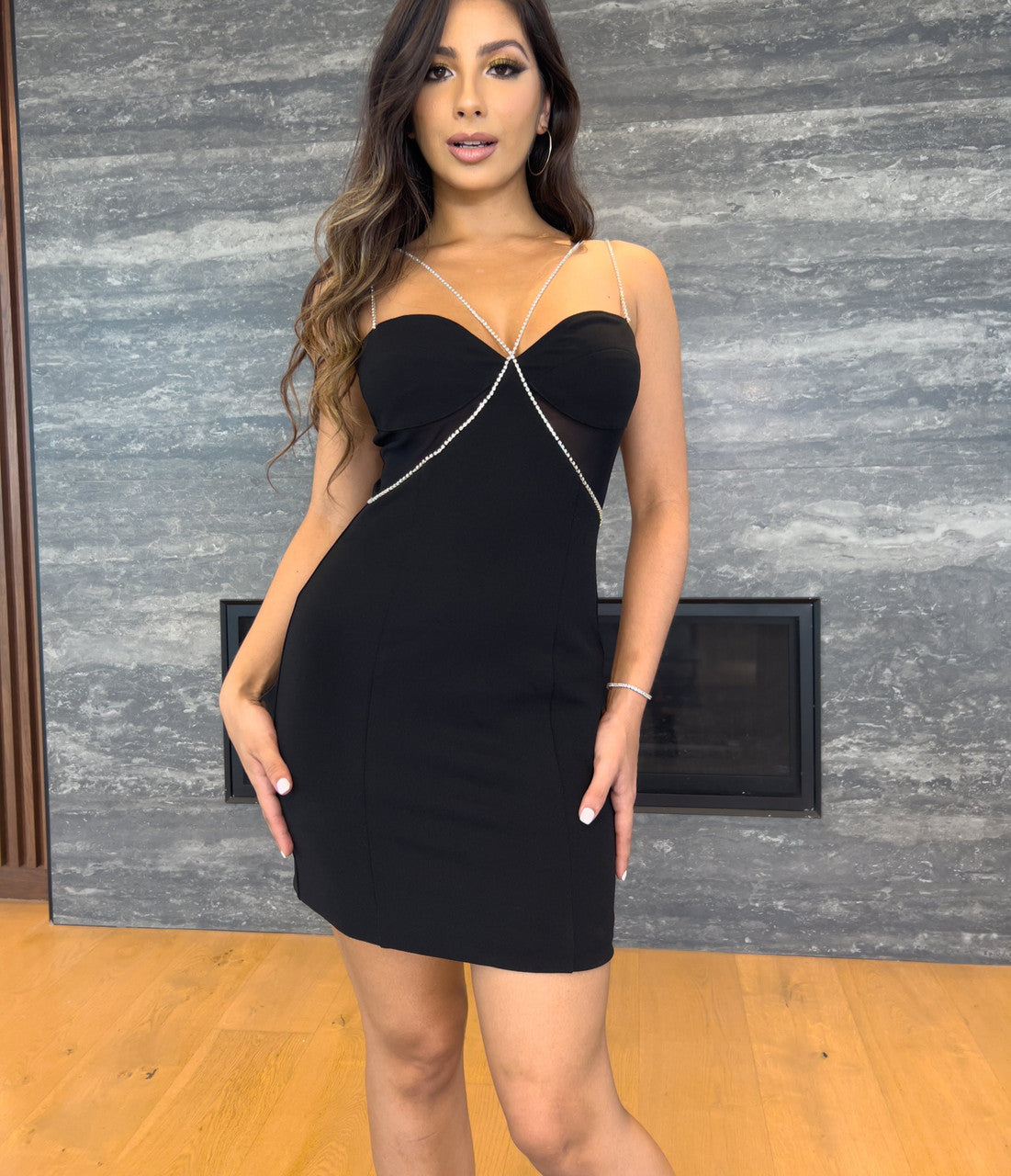 Size XS, Millionaire Mini Dress - Crystal Chain Black Cocktail Dress - FINAL SALE