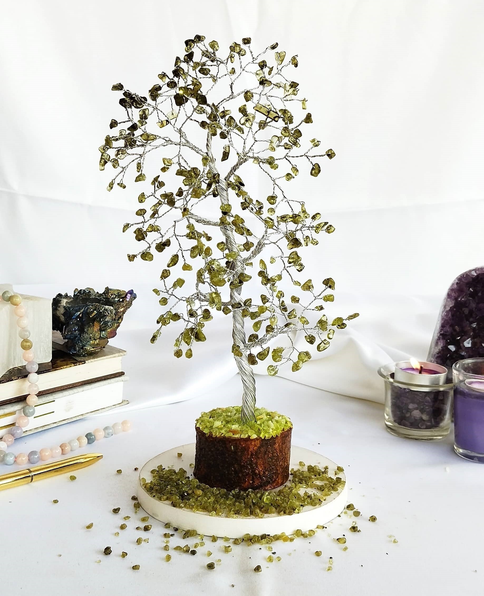 Peridot Gemstone Tree, Crystal Tree Of Life DestGlow
