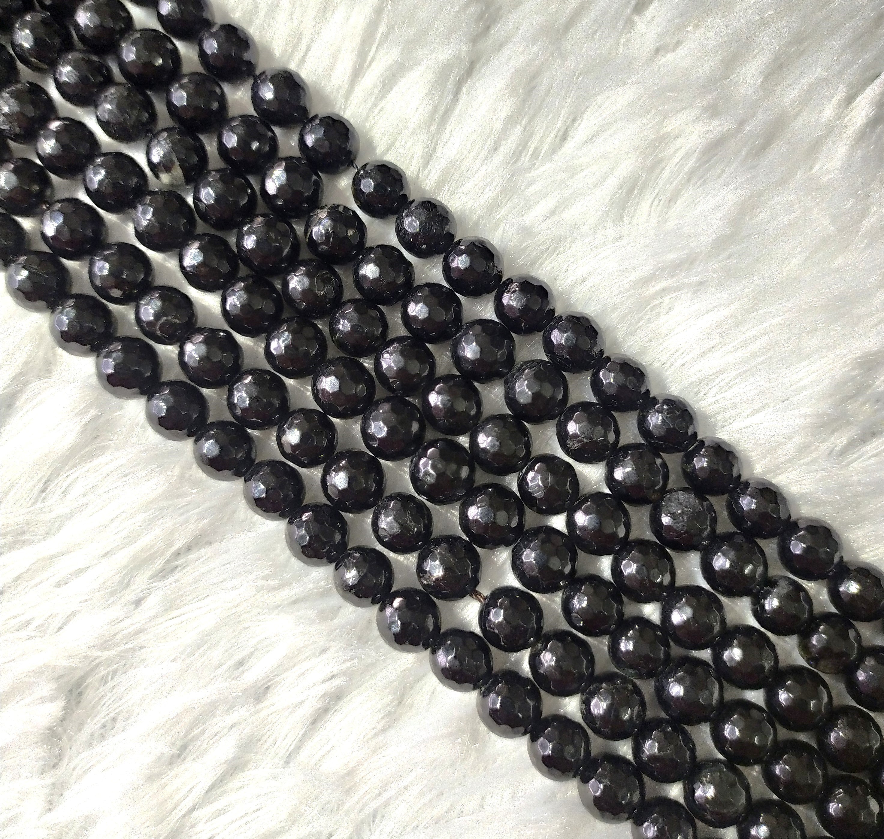 Black Tourmaline Faceted Beads, Crystal Beads for Jewelry. DestGlow