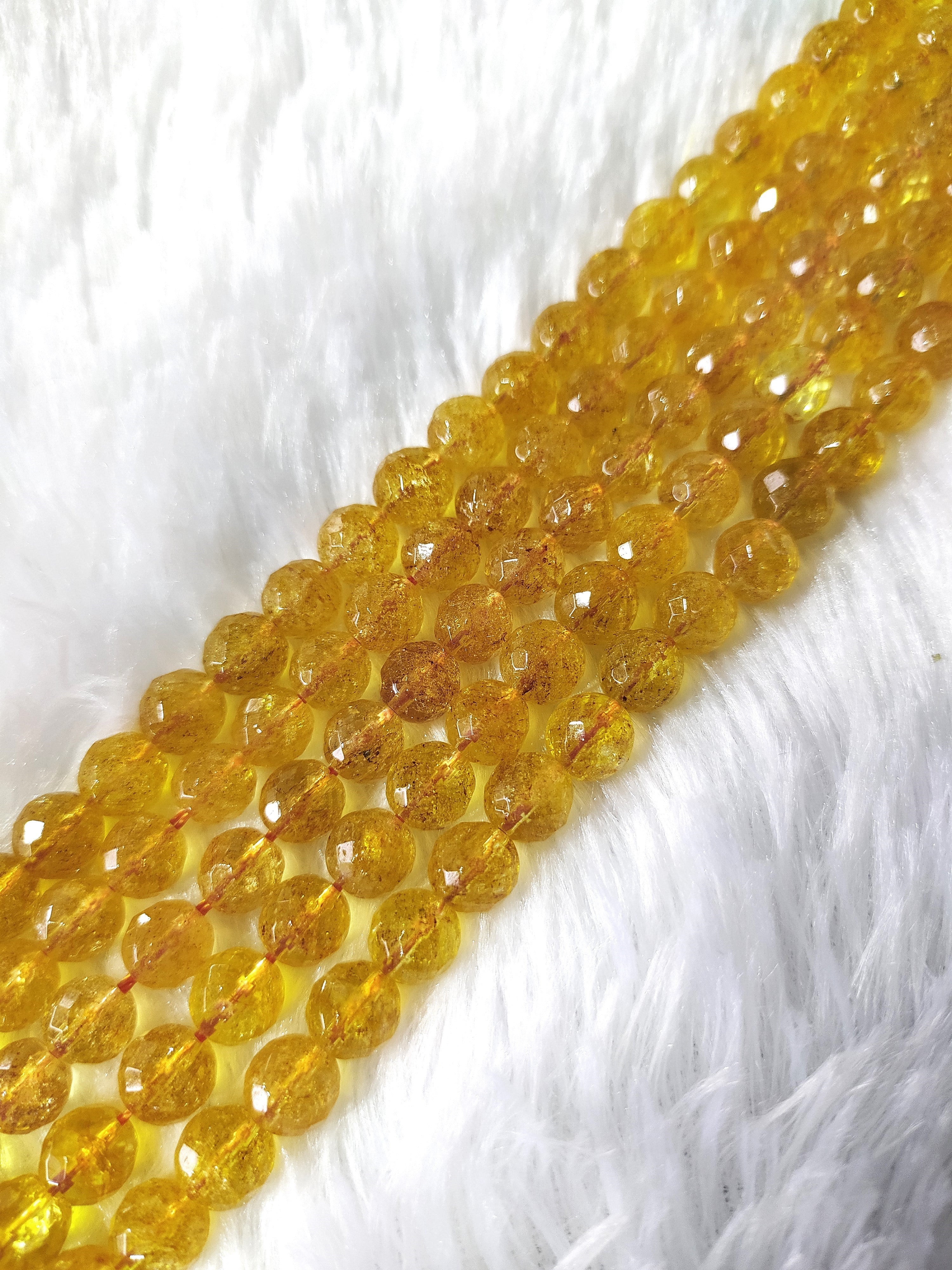 Heated Citrine Faceted Beads, Crystal Beads for Jewelry