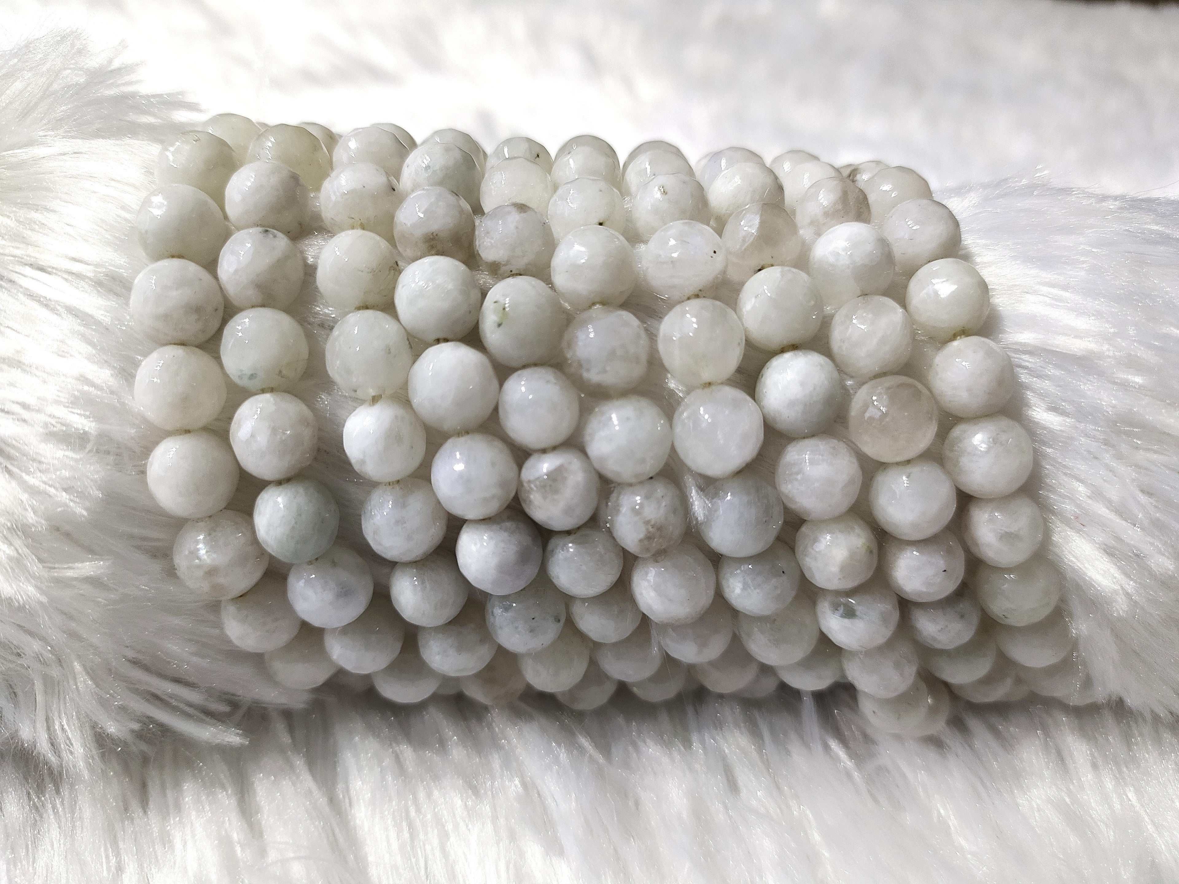 White Rainbow Moonstone Faceted Beads, Crystal Beads for Jewelry. DestGlow
