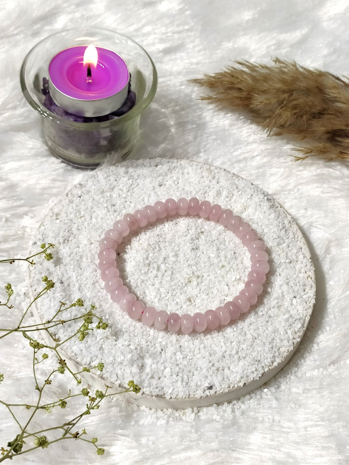 Rondelle Beads Rose Quartz Bracelets, Healing Crystal Bracelets.