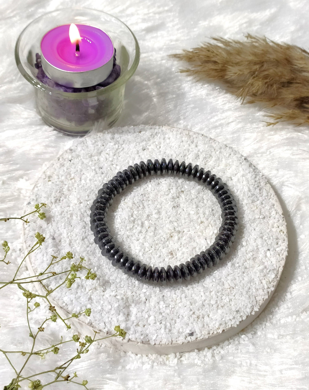 Rondelle Beads Hematite Bracelets, Healing Crystal Bracelets. DestGlow