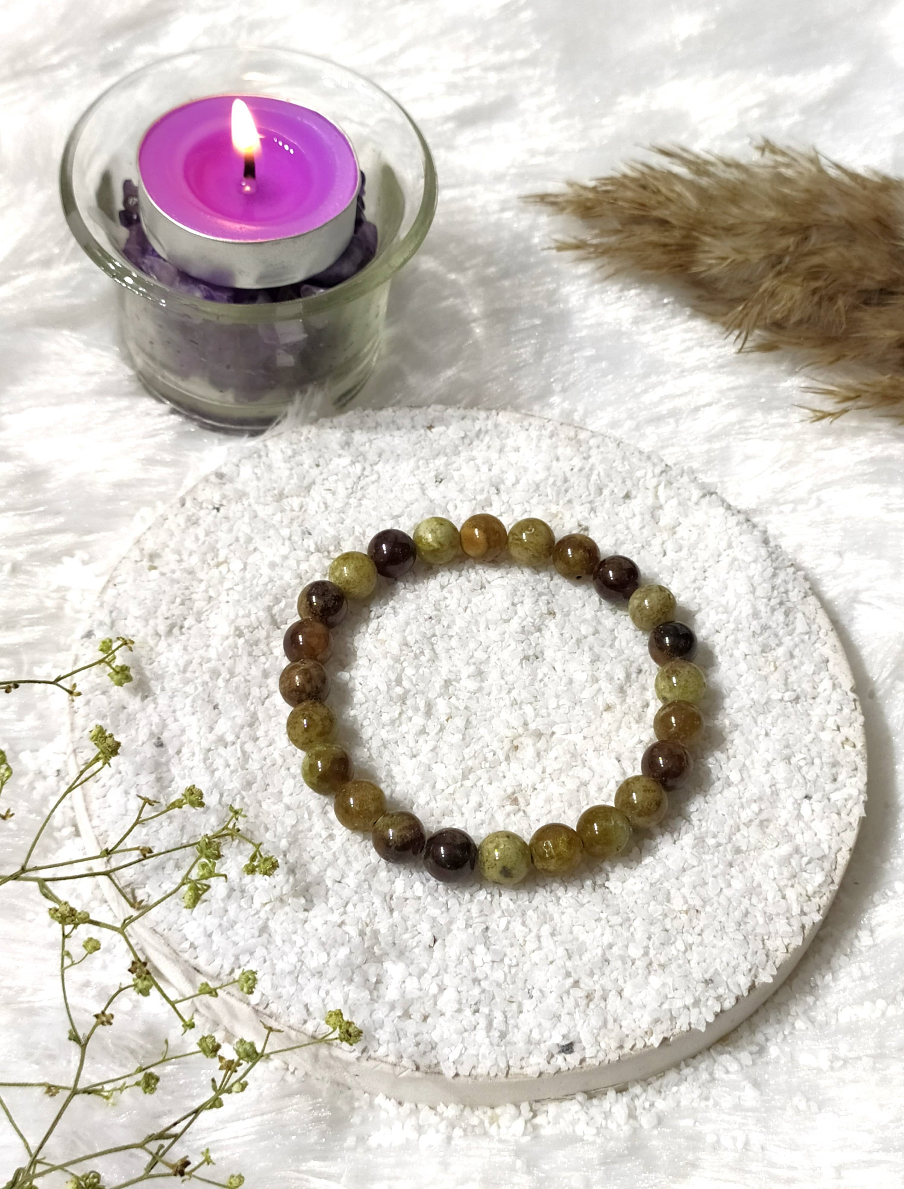 Green Tourmaline Round Beads Bracelet, Gemstone Bracelet DestGlow