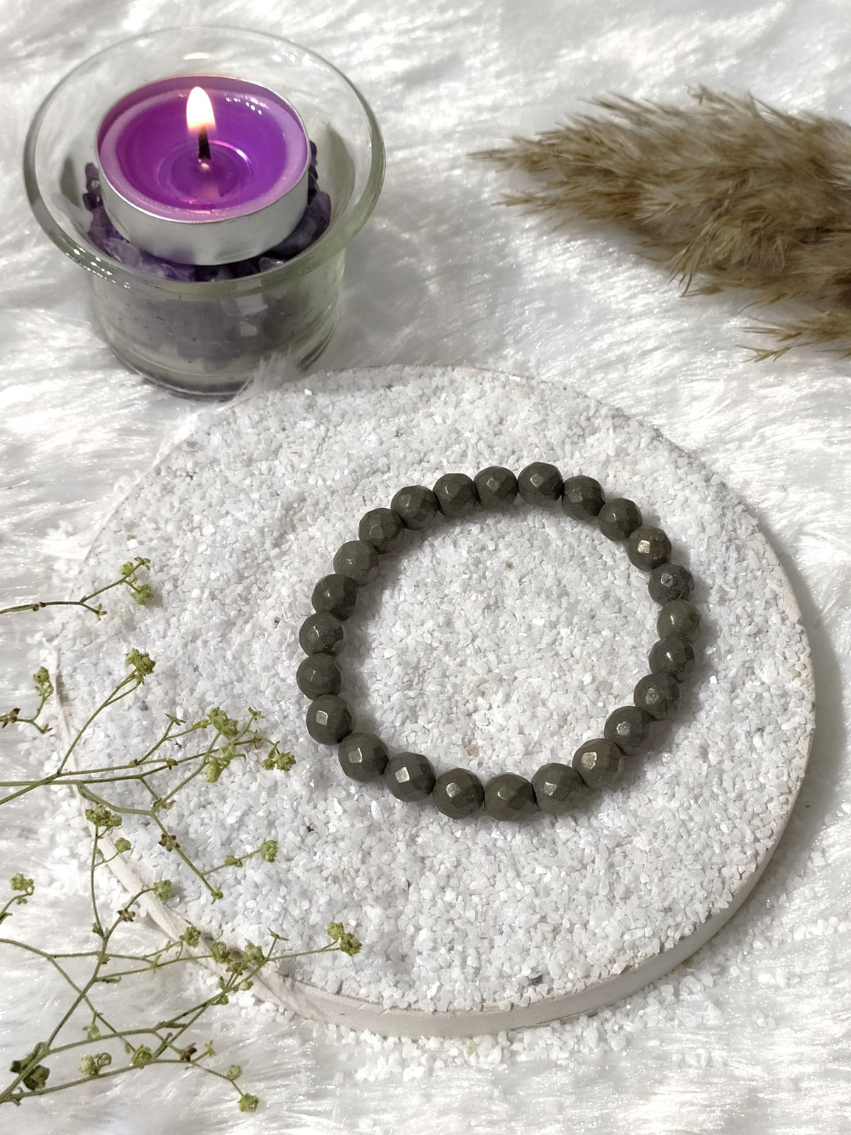 Faceted Pyrite Beads Bracelet, Healing Crystal Bracelet. DestGlow