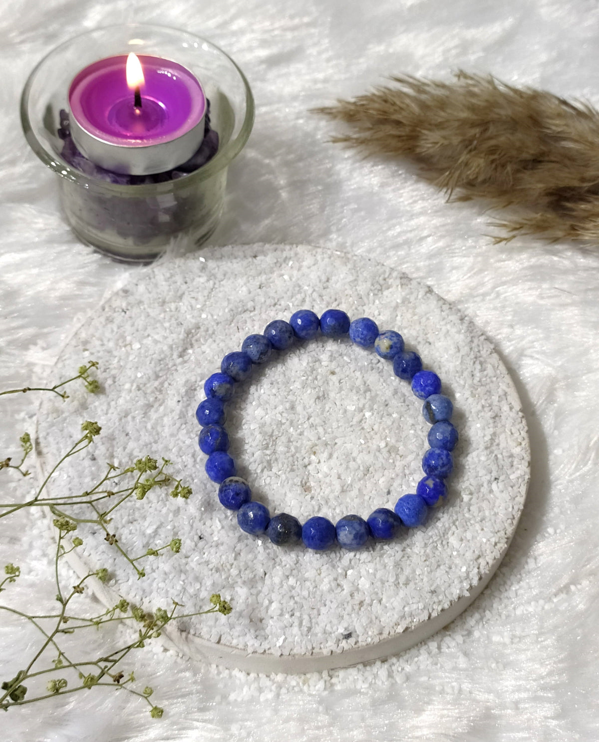 Faceted Lapis Lazuli Beads Bracelet, Crystal Bracelet. DestGlow