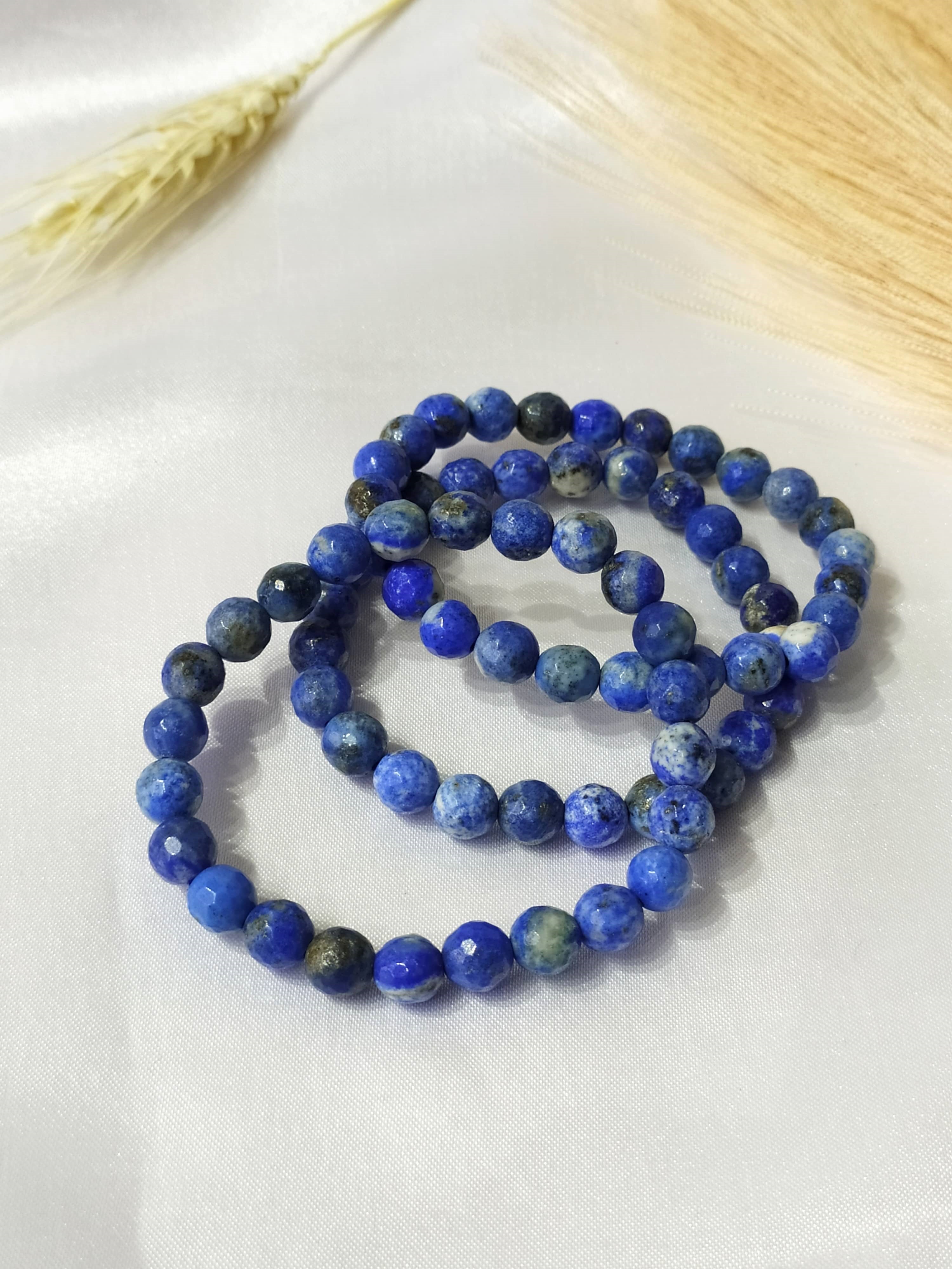 Faceted Lapis Lazuli Beads Bracelet, Crystal Bracelet. DestGlow