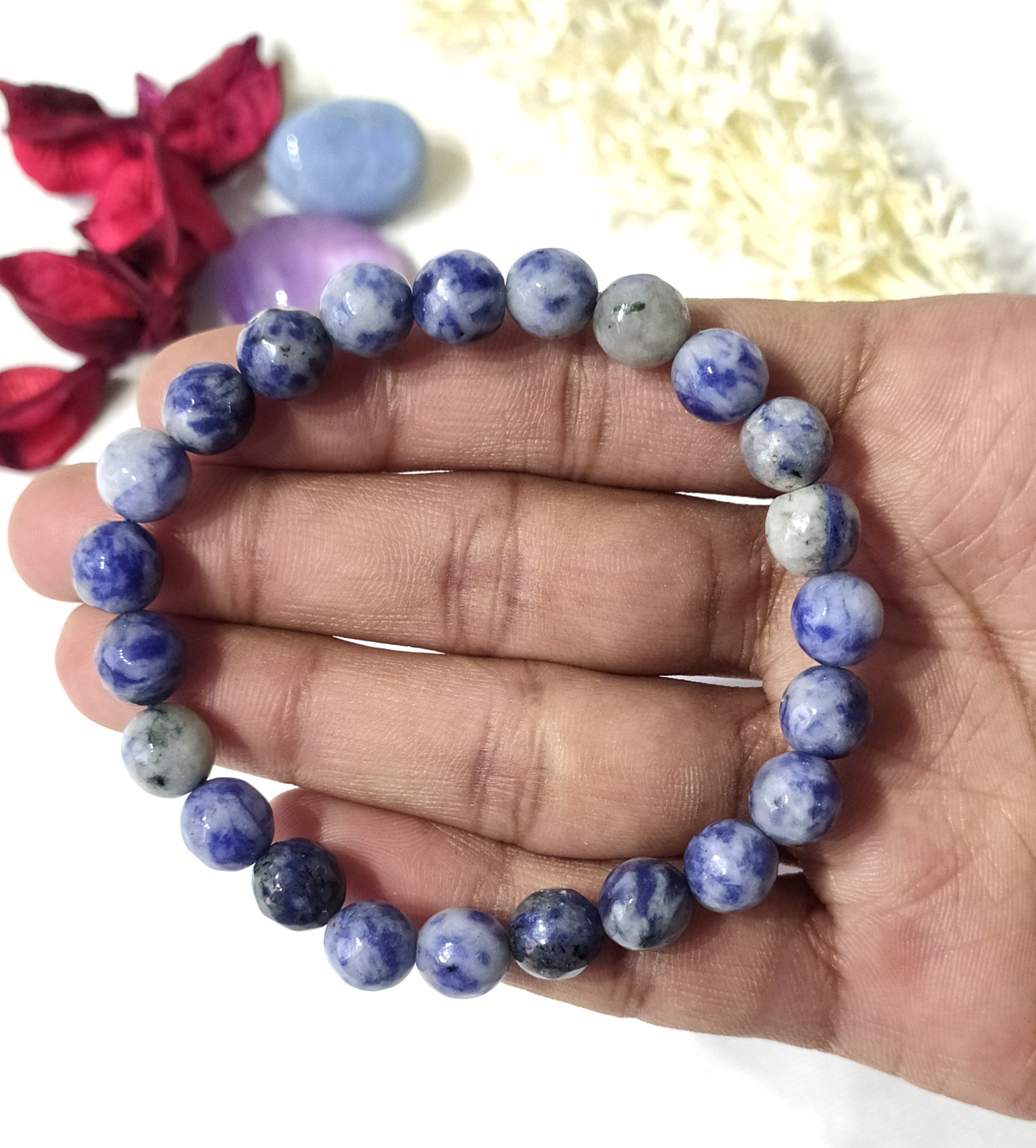 Sodalite Faceted Beads Bracelet, Crystal Bracelet. DestGlow