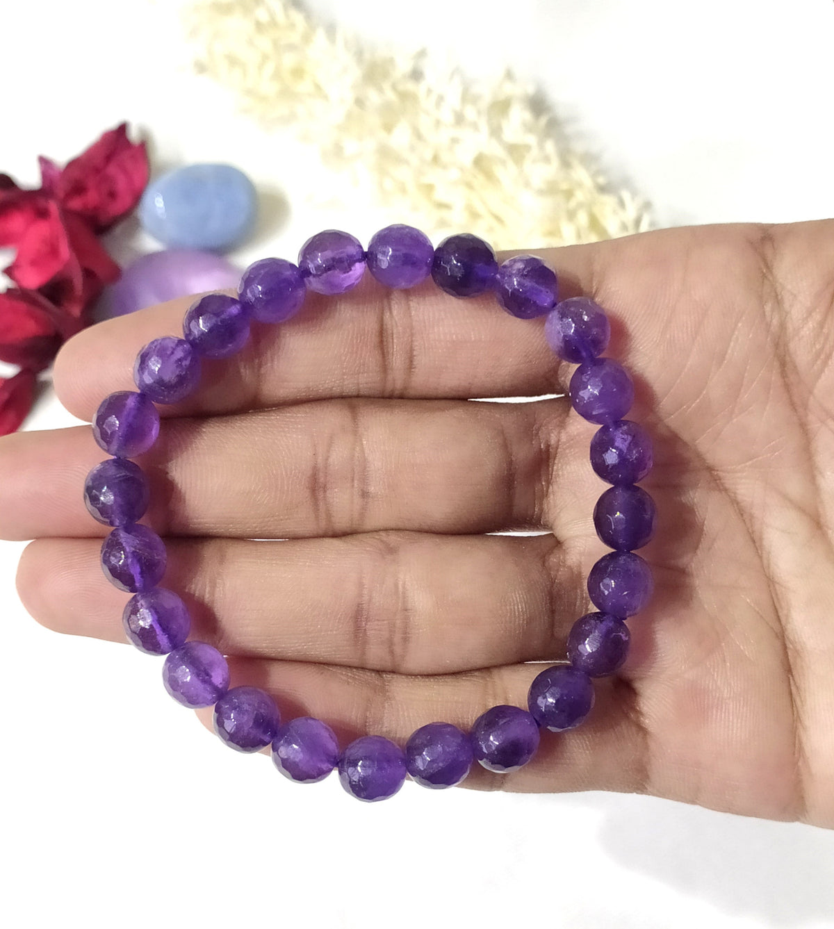 Faceted Amethyst Beads Bracelet, Crystal Bracelet. DestGlow