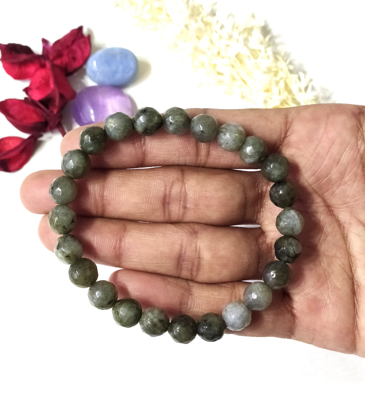 Labradorite Faceted Beads Bracelet, Crystal Bracelet. DestGlow