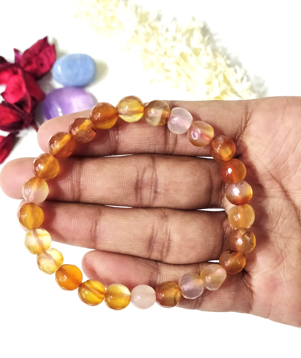 Carnelian Faceted Beads Bracelet, Crystal Bracelet DestGlow