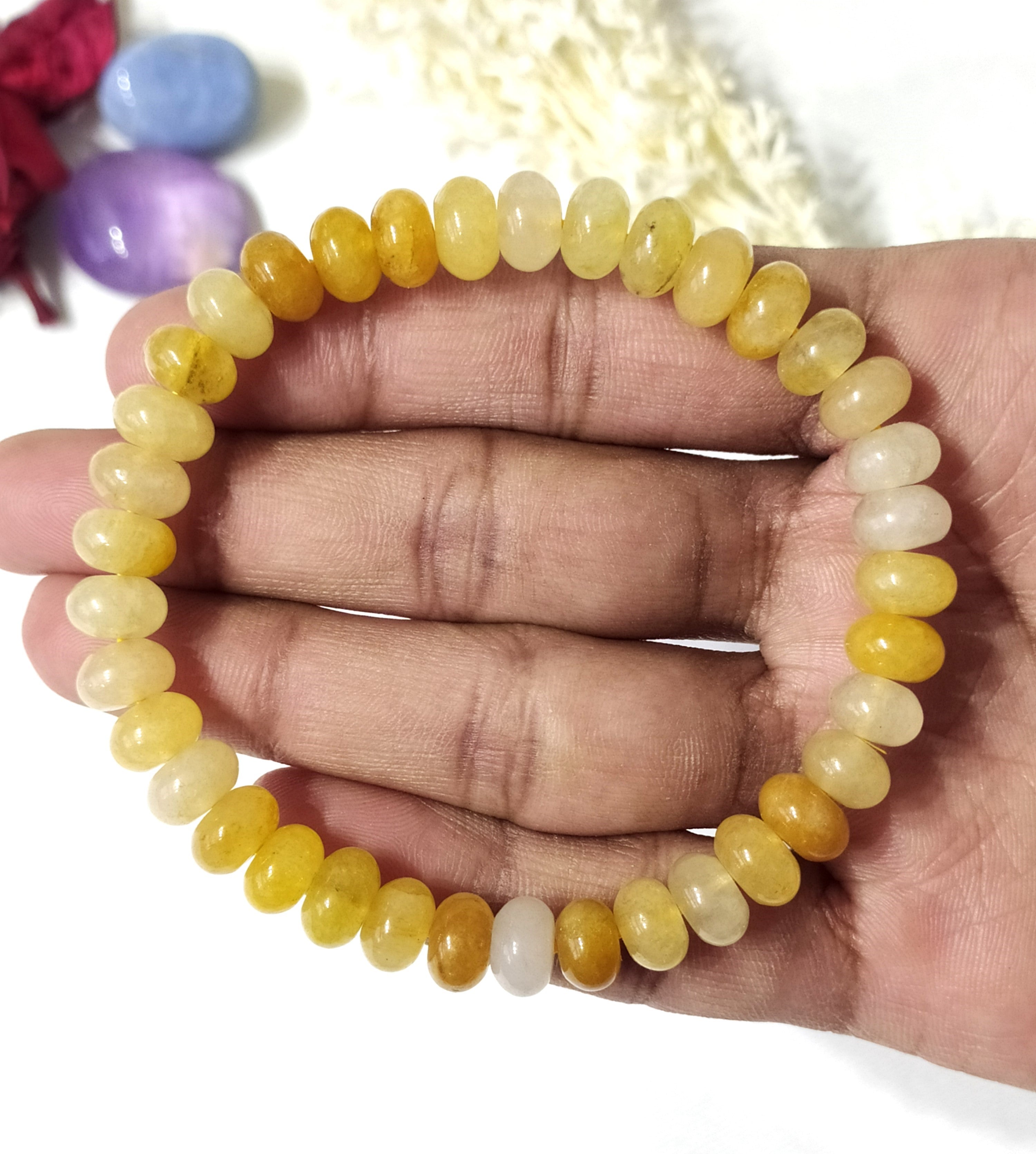 Rondelle Beads Yellow Aventurine Bracelets, Healing Crystal Bracelets. DestGlow
