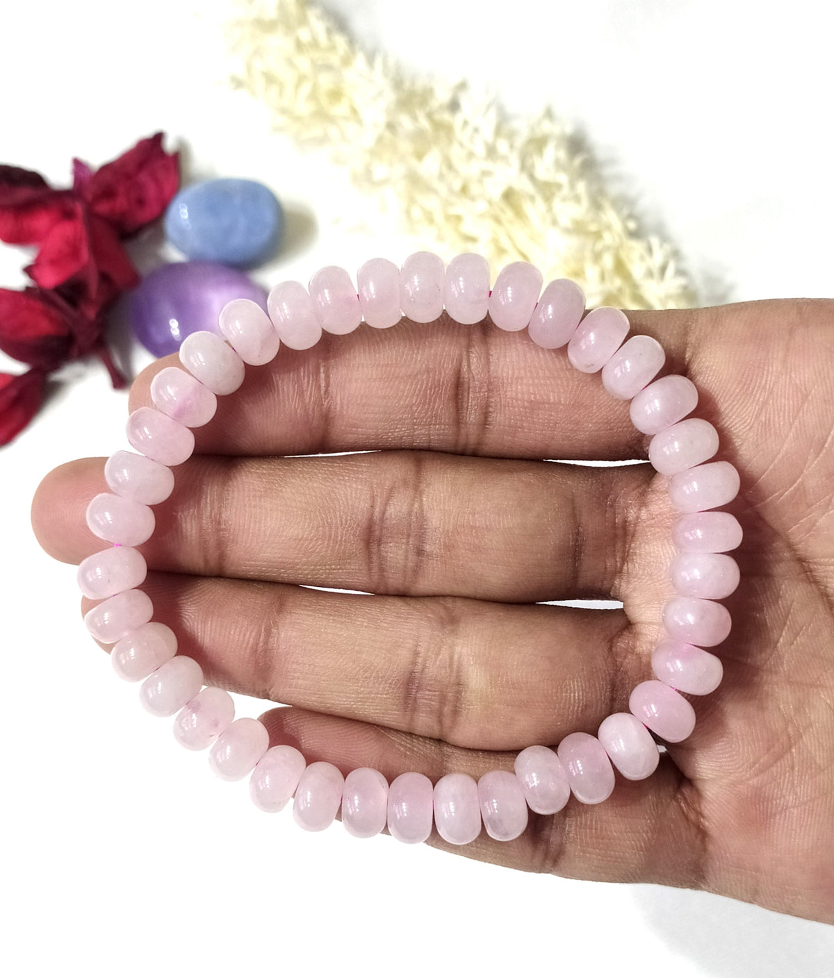 Rondelle Beads Rose Quartz Bracelets, Healing Crystal Bracelets.