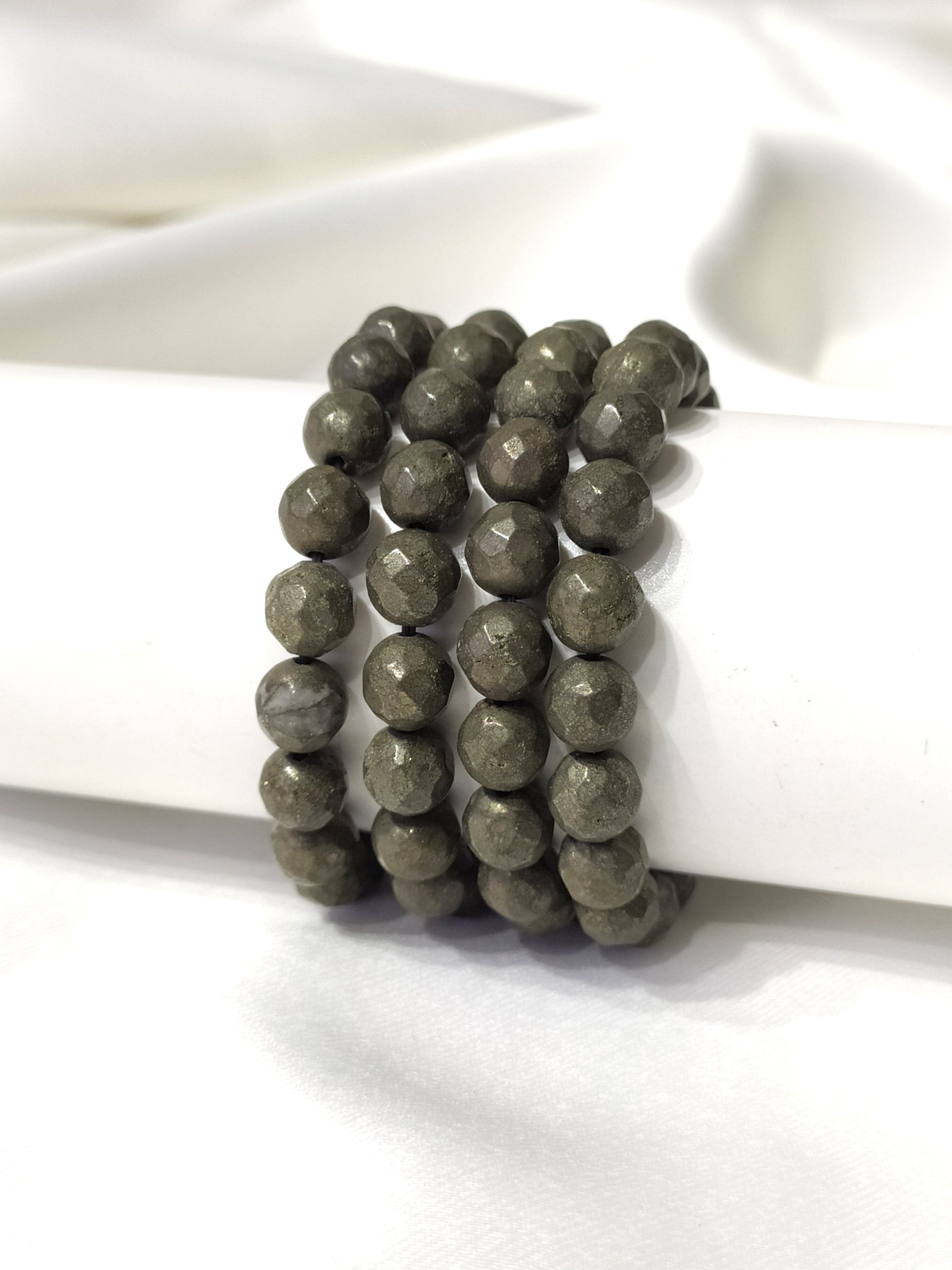 Faceted Pyrite Beads Bracelet, Healing Crystal Bracelet. DestGlow