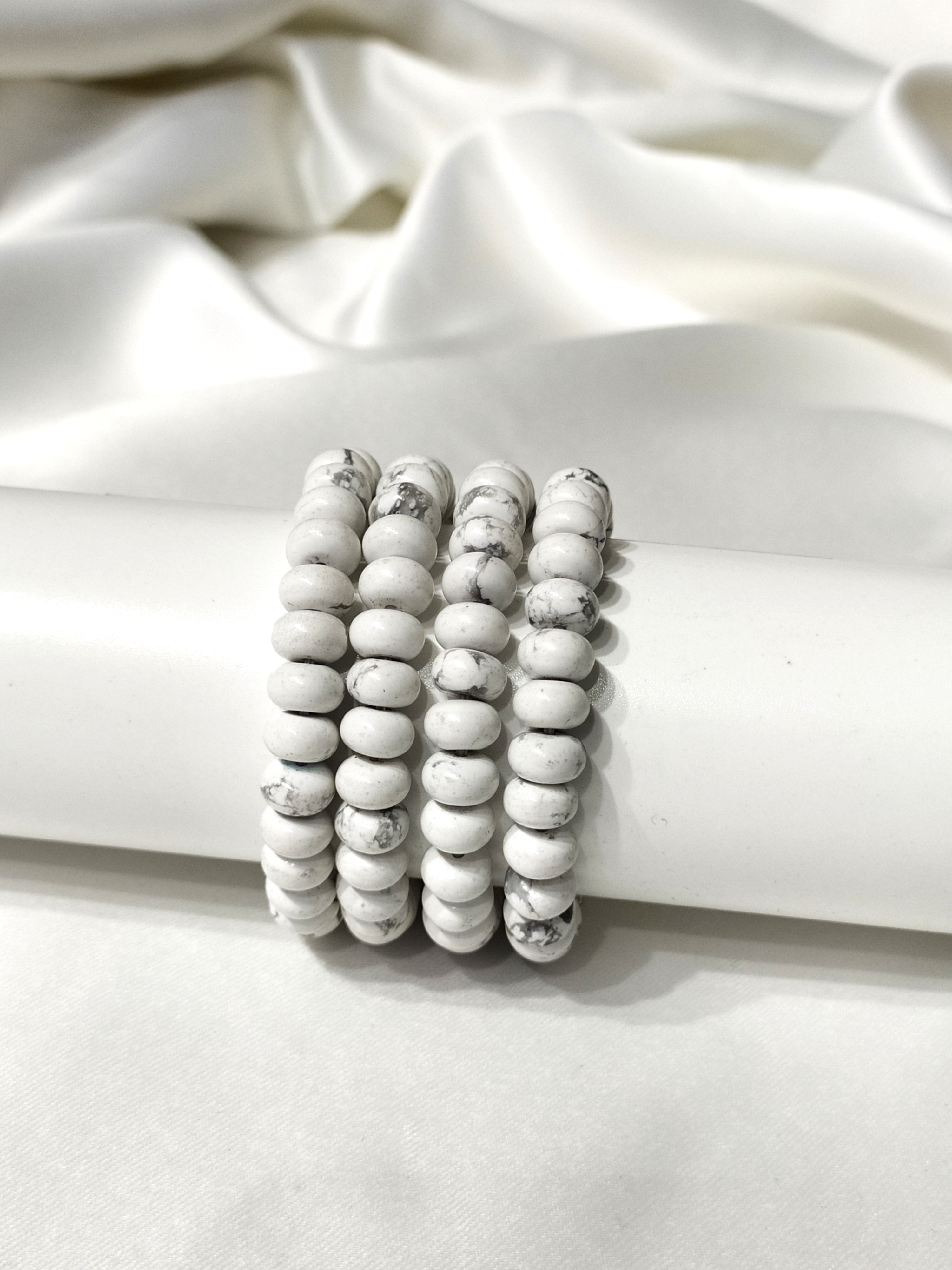 Rondelle Beads Howlite Bracelets, Healing Crystal Bracelets. DestGlow