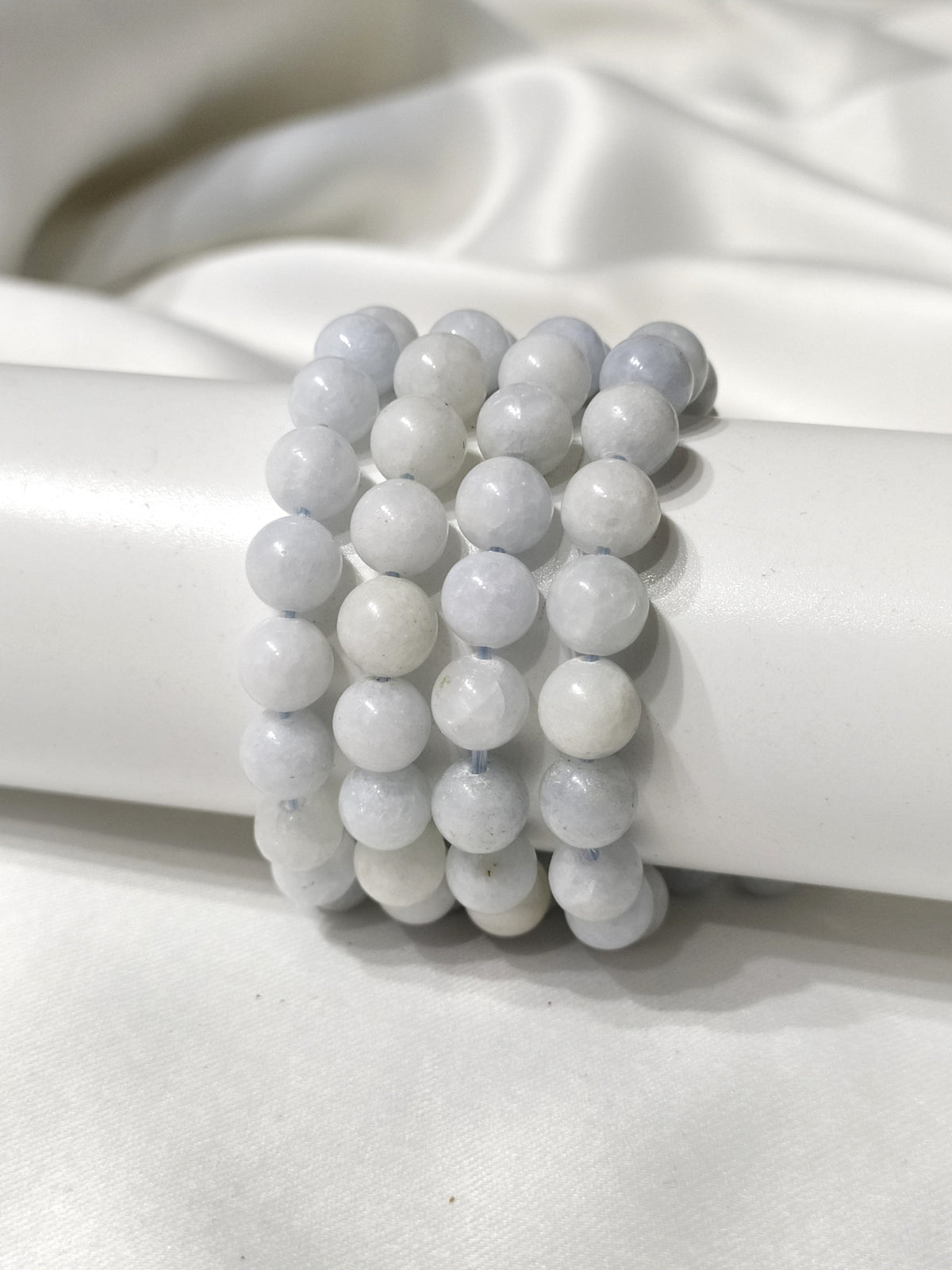 Blue Celestite Round Beads Bracelet, Gemstone Bracelet.
