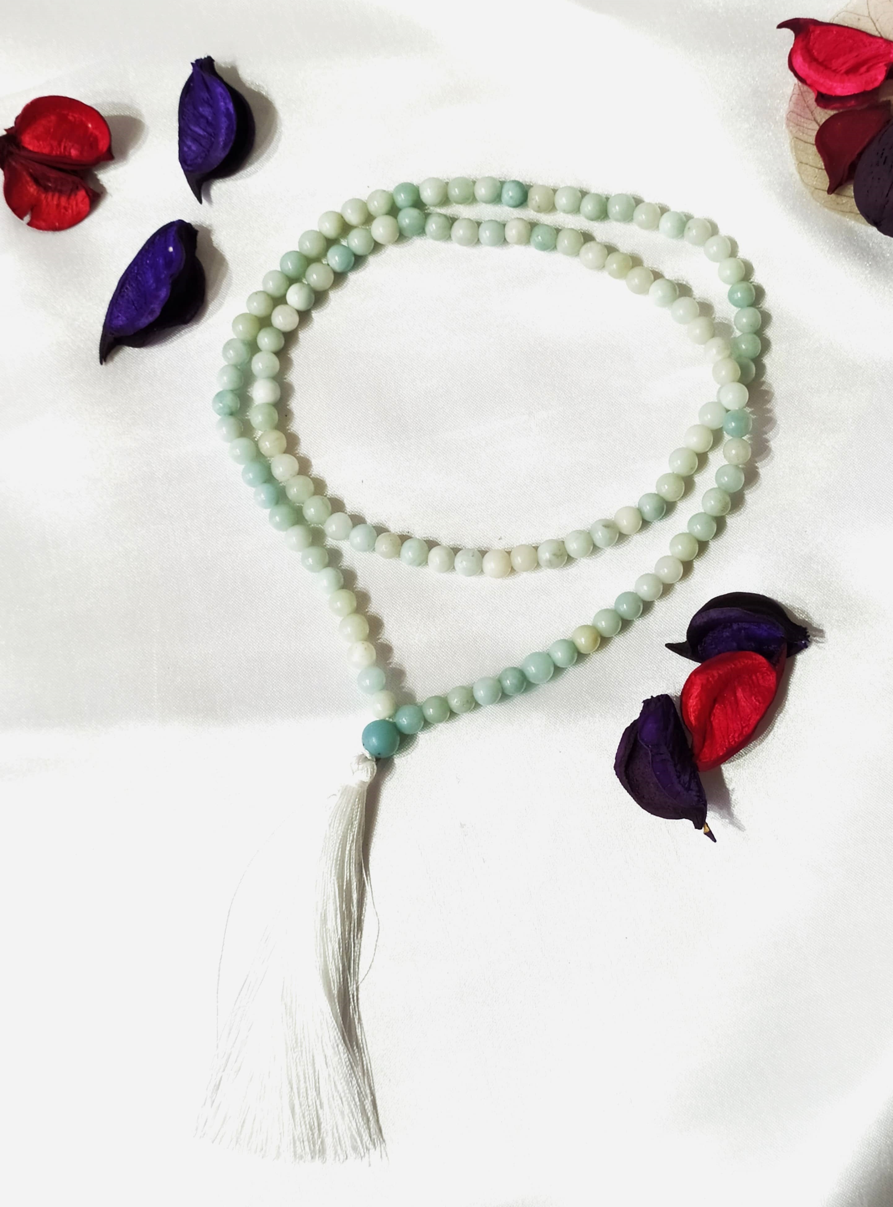 Amazonite Gemstone Mala, 108 Prayer Bead Mala DestGlow