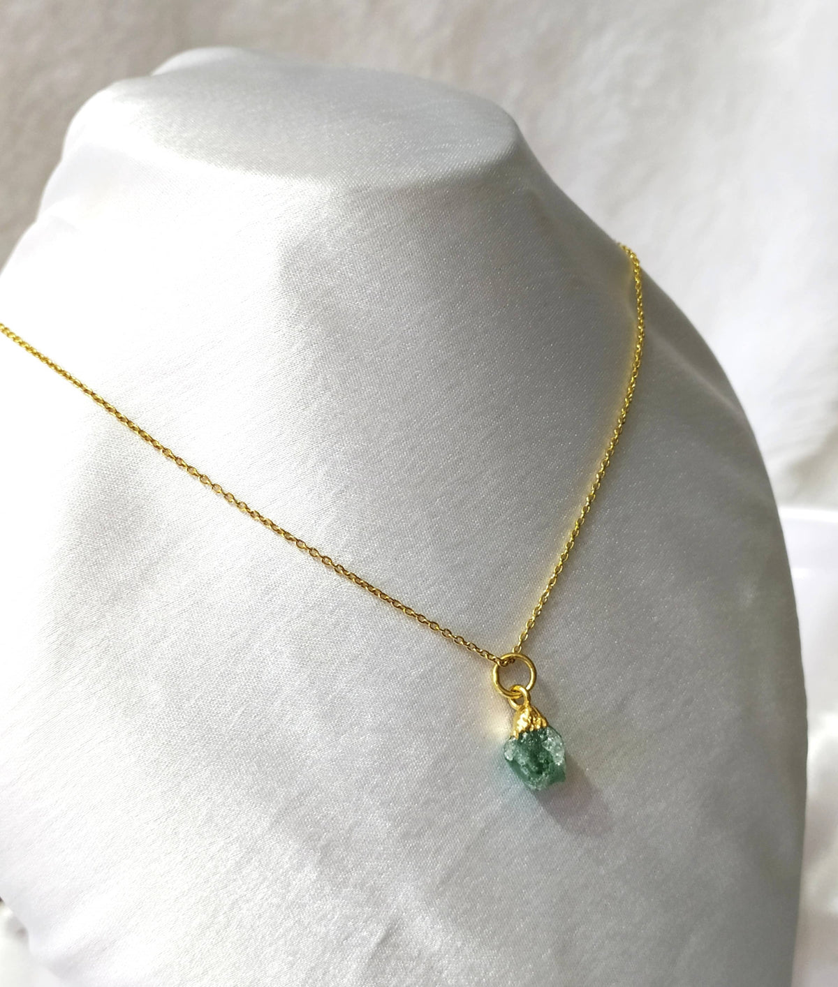 Raw Green Aventurine Crystal Necklace, Raw Gemstone Necklace DestGlow