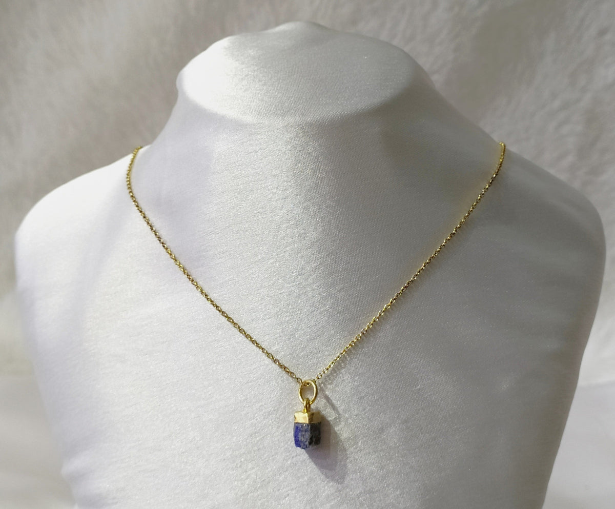 Lapis Lazuli Raw Crystal Necklace, Raw Gemstone Necklace. DestGlow