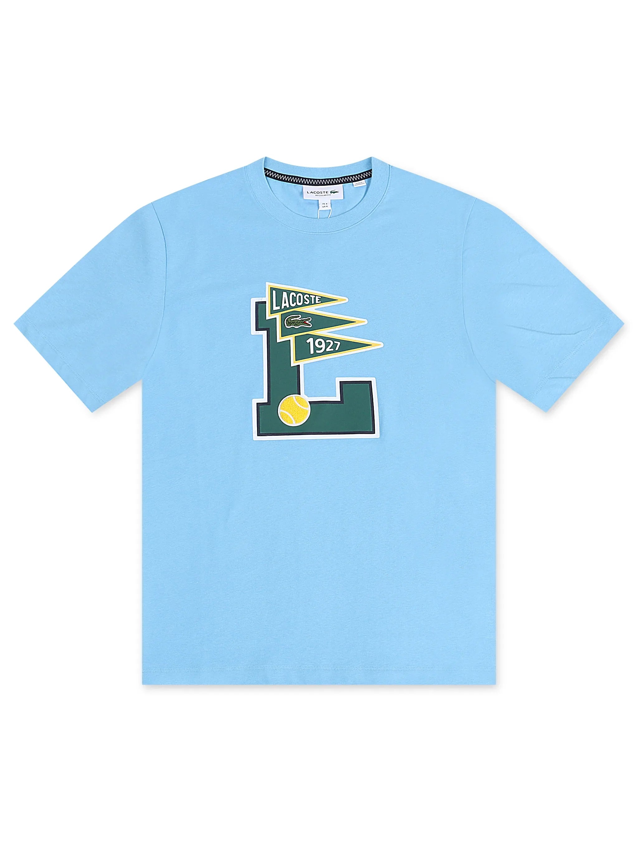 Lacoste Regular Fit Pennants Tee - Light Blue by Denim Exchange