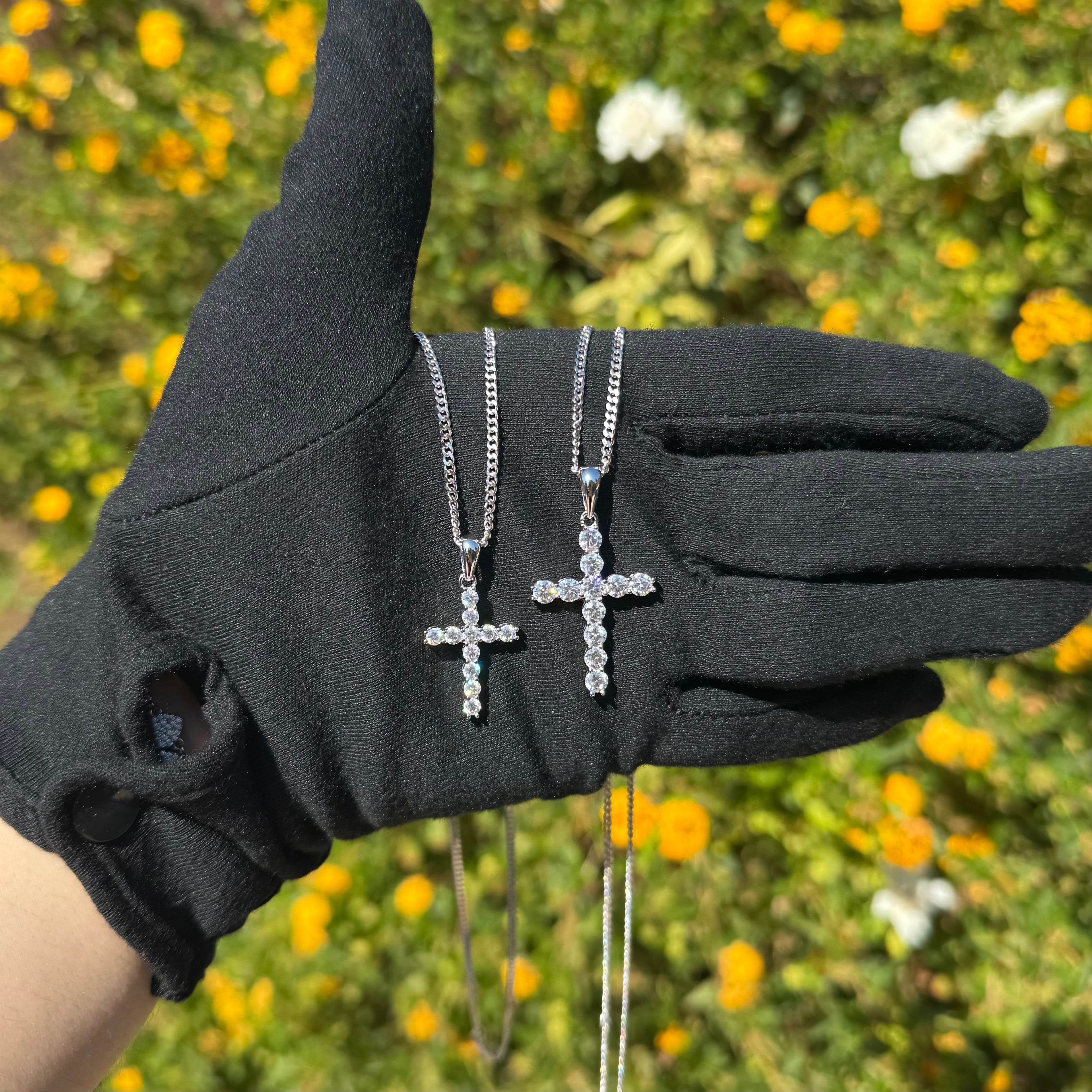 Moissanite Cross Pendant with Necklace in Silver - DestGlow