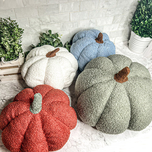 Blair Pumpkin - Handcrafted Blue Pastel Velvet Pumpkin Decor