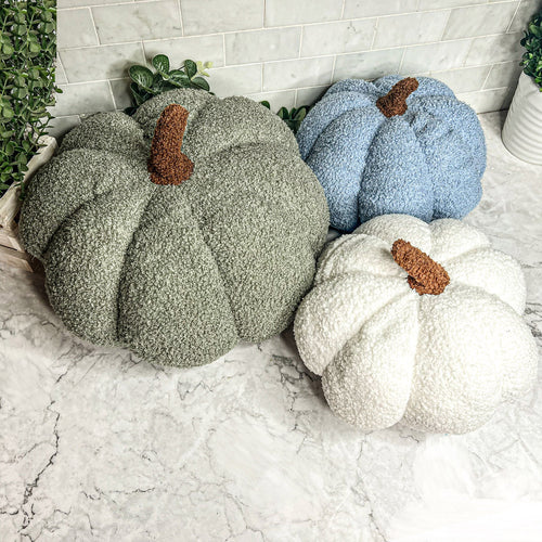 Blair Pumpkin - Handcrafted Blue Pastel Velvet Pumpkin Decor