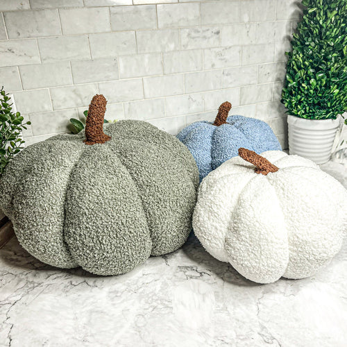 Blair Pumpkin - Handcrafted Blue Pastel Velvet Pumpkin Decor