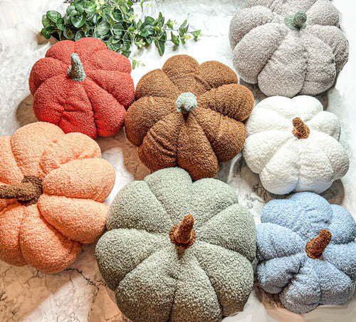 Blair Pumpkin - Handcrafted Blue Pastel Velvet Pumpkin Decor