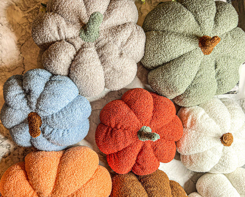 Blair Pumpkin - Handcrafted Blue Pastel Velvet Pumpkin Decor