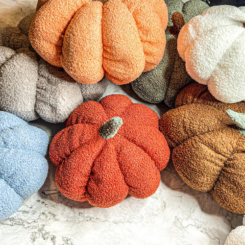 Blair Pumpkin - Handcrafted Blue Pastel Velvet Pumpkin Decor