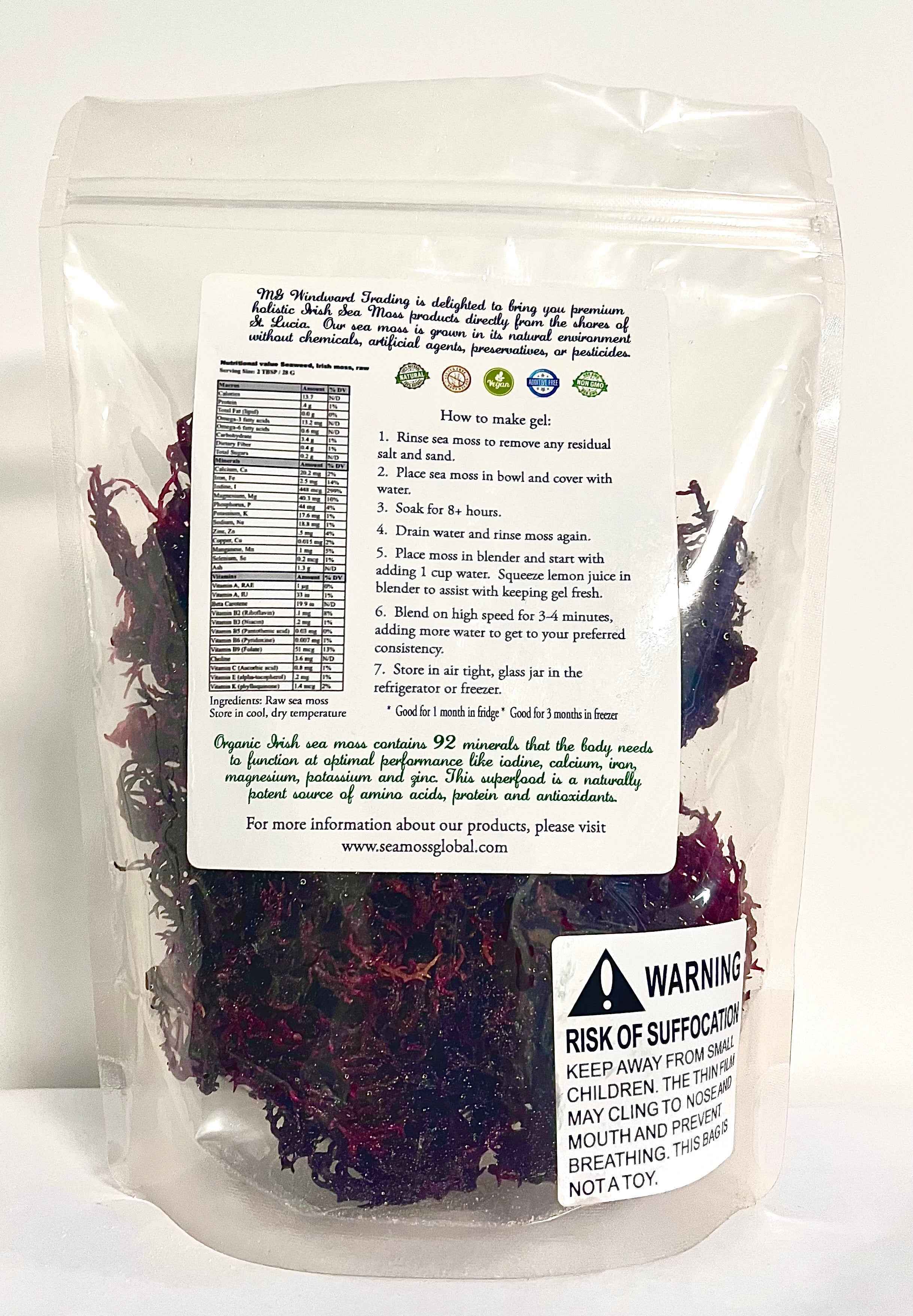 Pure Certified Wild Harvested Organic Purple Raw Sea Moss by Seamoss Global