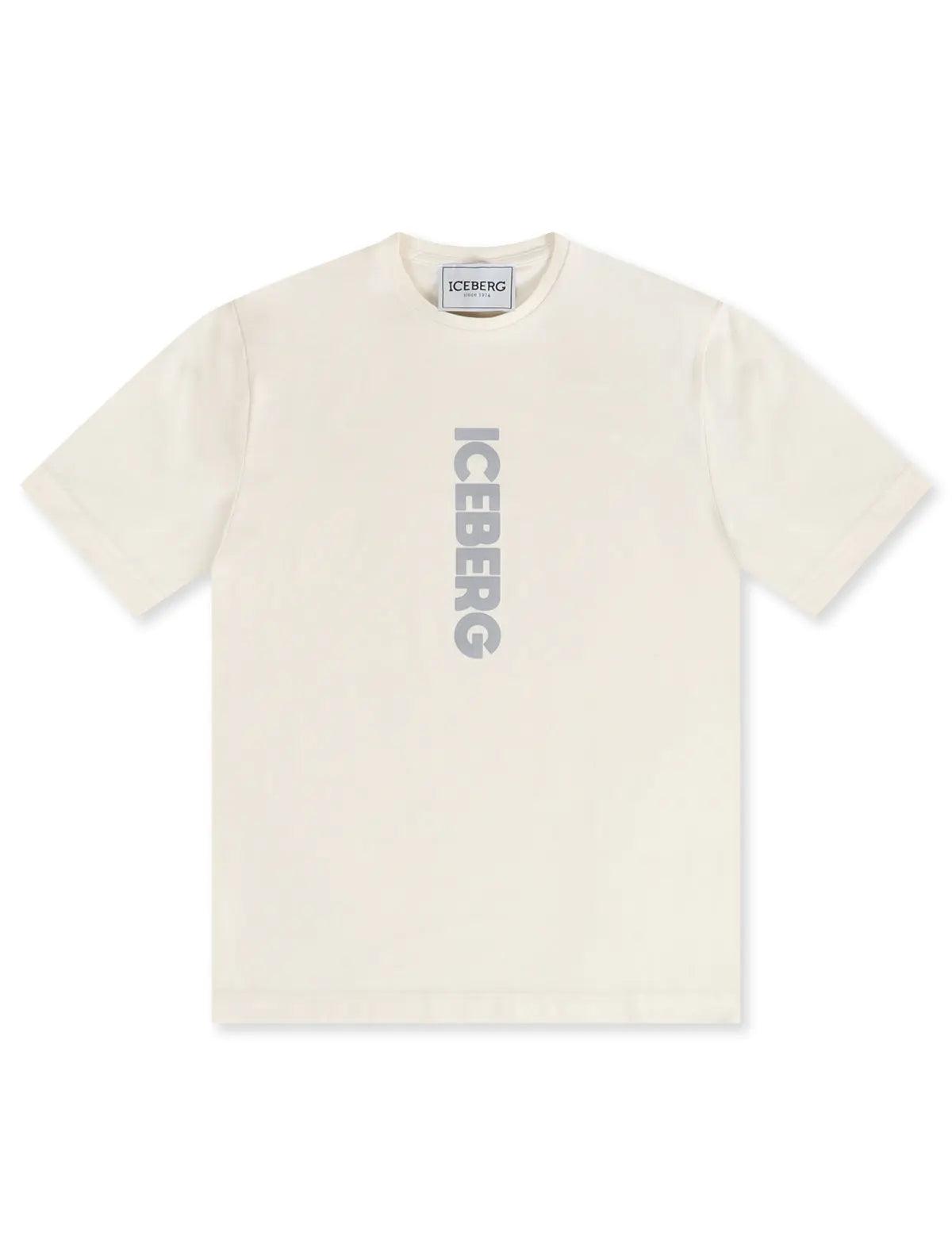Iceberg Vertical Logo Tee - Cream by Denim Exchange