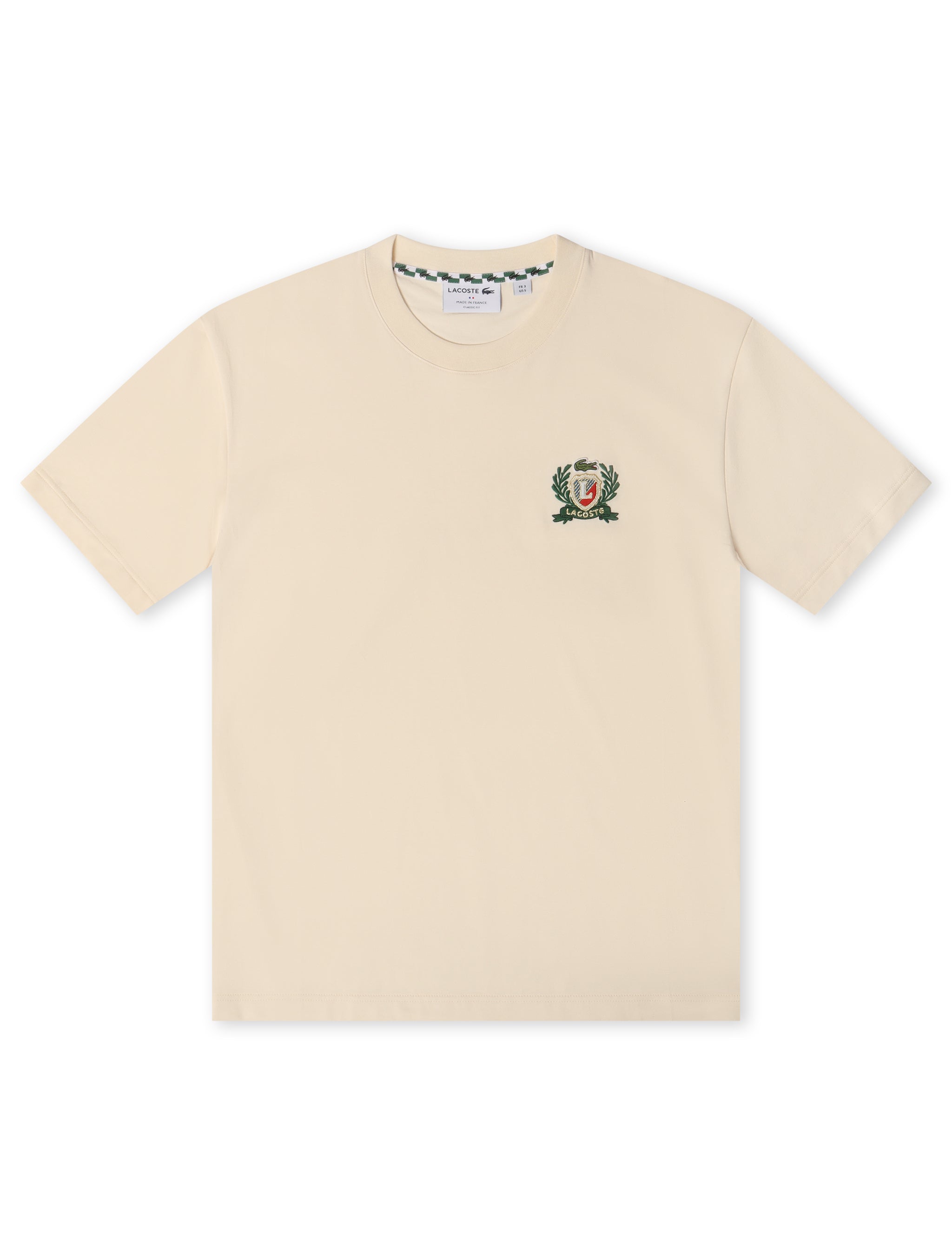 Lacoste Embroidered Badge Tee - Cream by Denim Exchange
