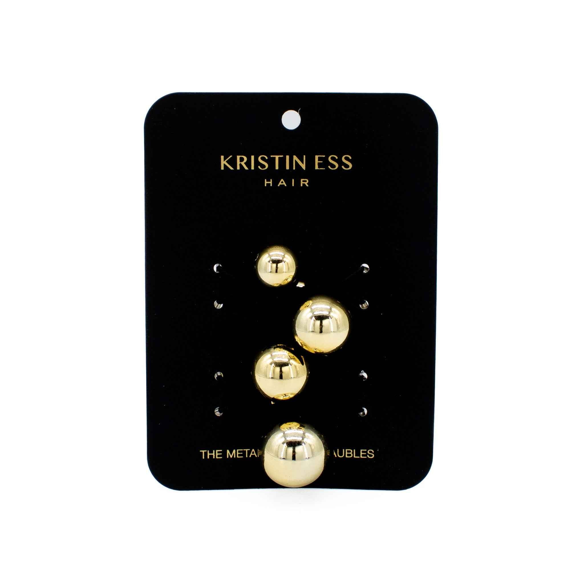 Kristin Ess The Metallic Pony Baubles Hair Elastics 2 pack Gold - New