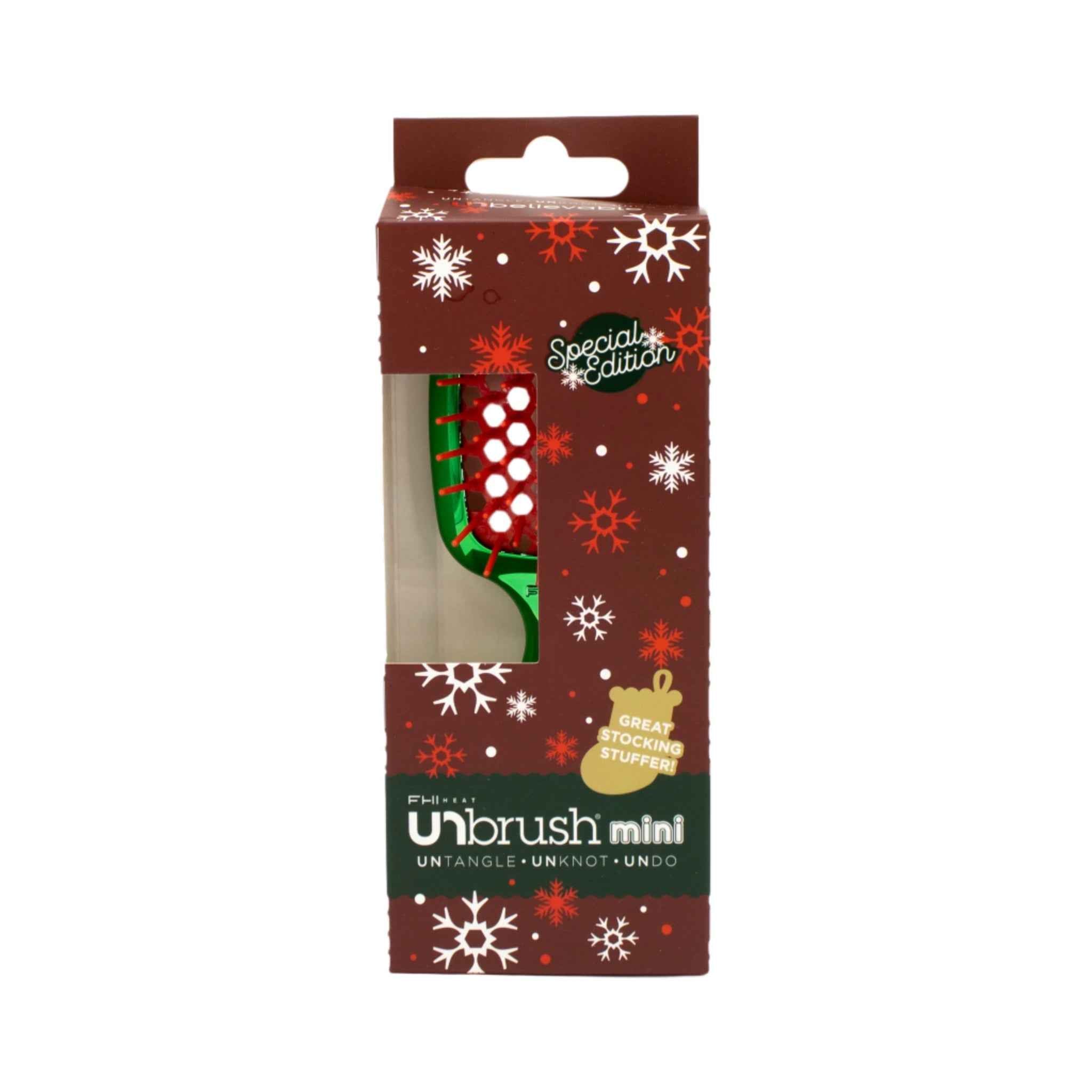 Unbrush Mini Holiday Hair Brush HOLLY - New
