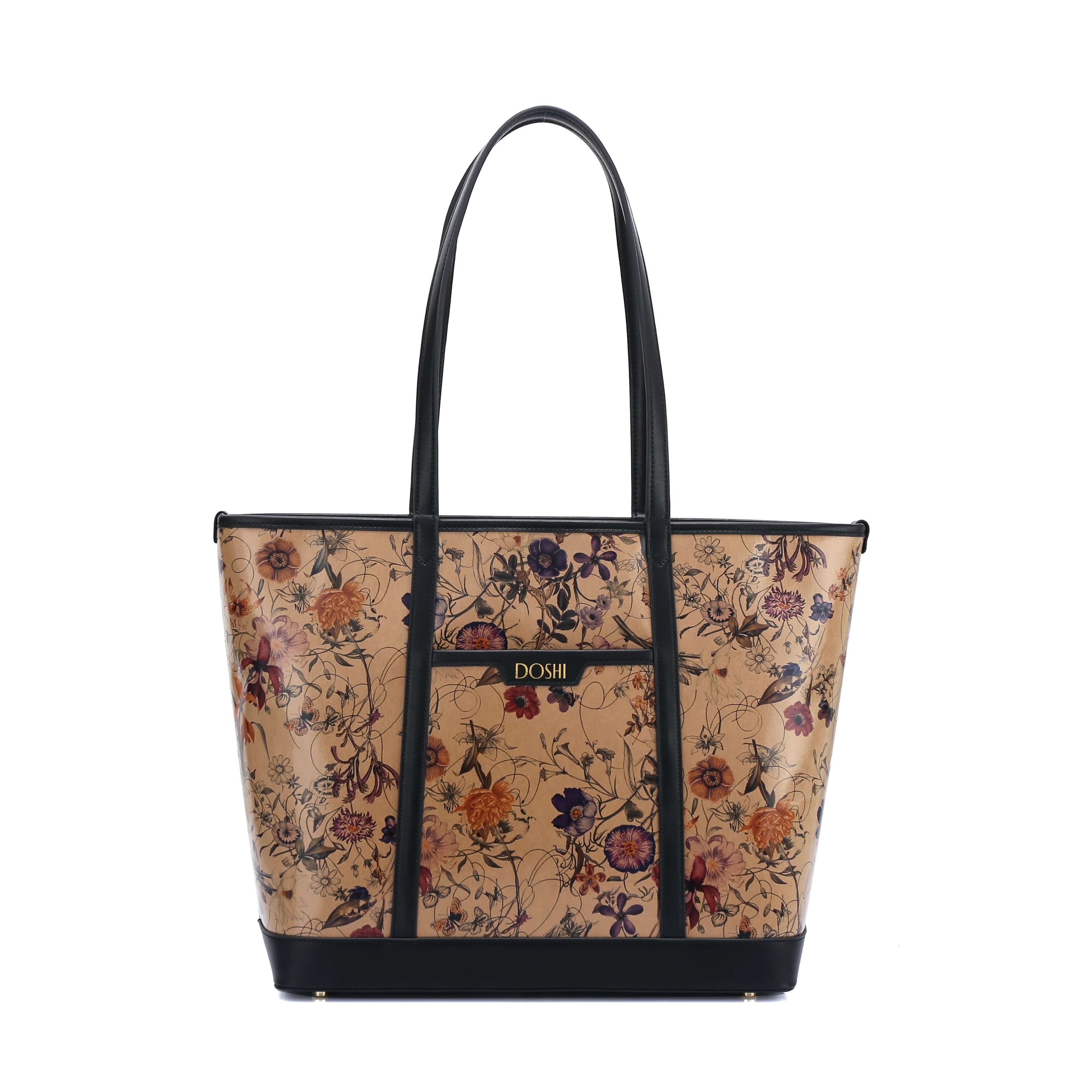 The Standard : Large Floral Kraft Paper Vegan Leather Tote by Doshi FCSA